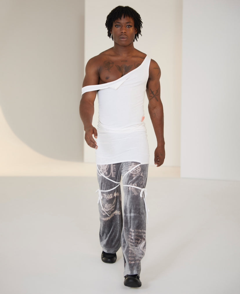 Multiway tank in white cotton rib FIT 1 (AW2023)