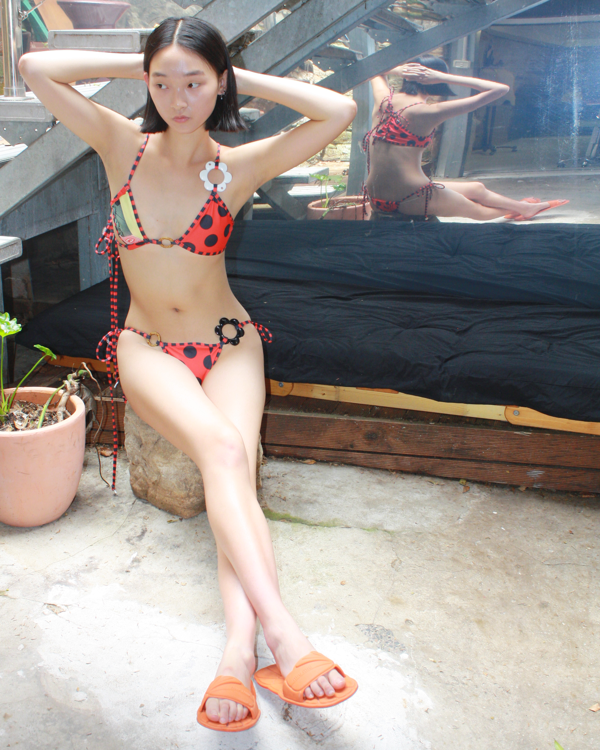 Multiway bikini in red/ black polka dot