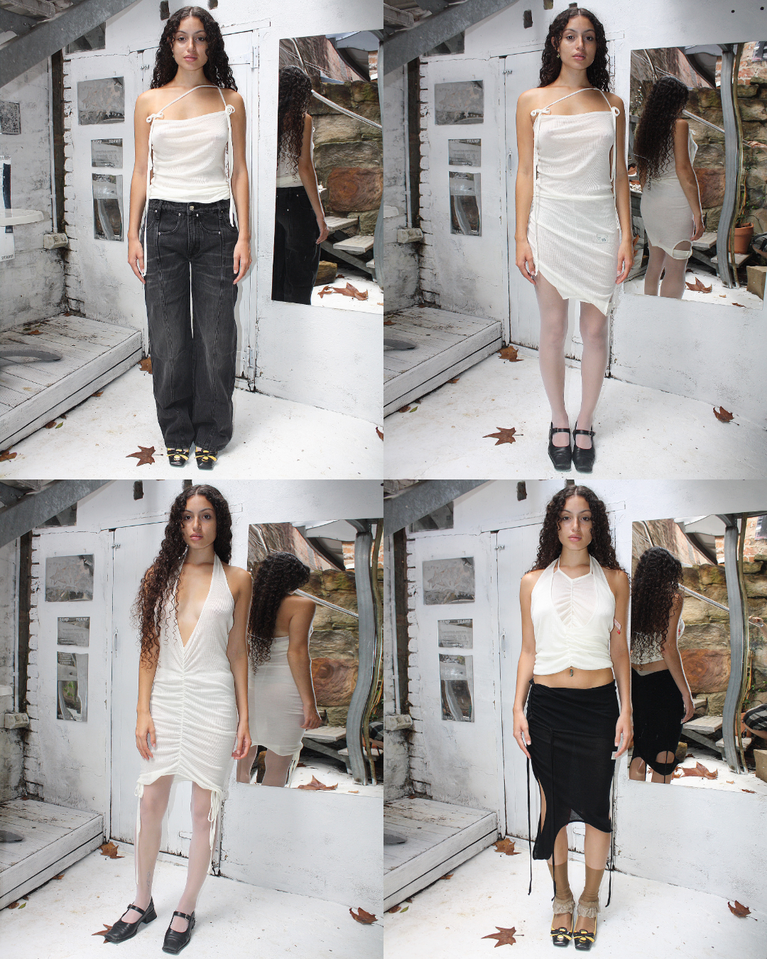 Multiway Tank in white superfine merino rib