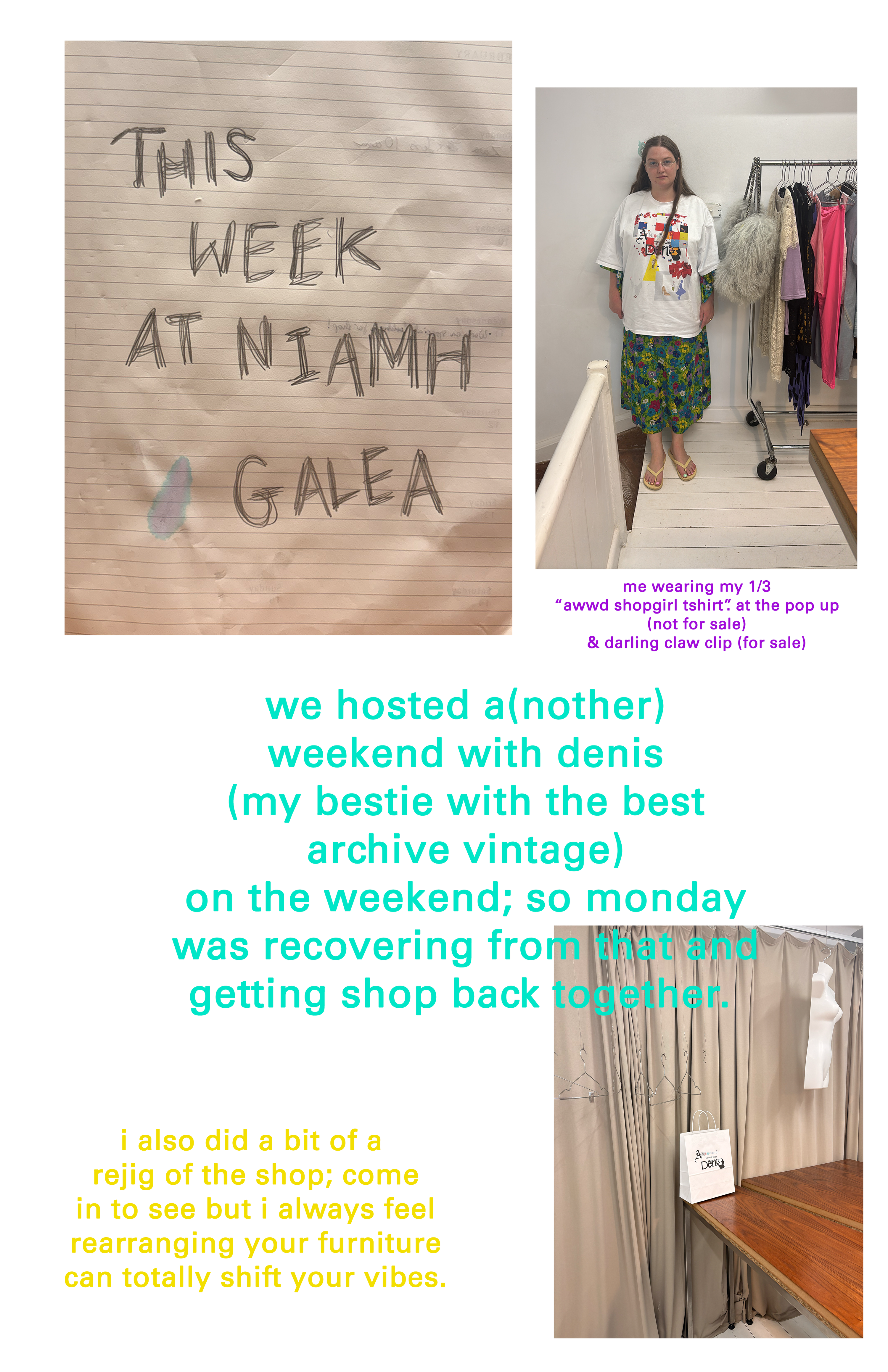 This week at Niamh Galea; Niamh gets a barbie phone. Denis gets a pop up. There are flowers and wine involved.