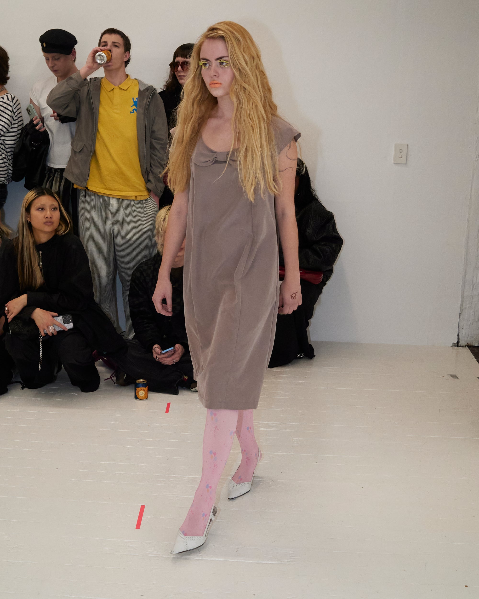 Office bow dress in fawn