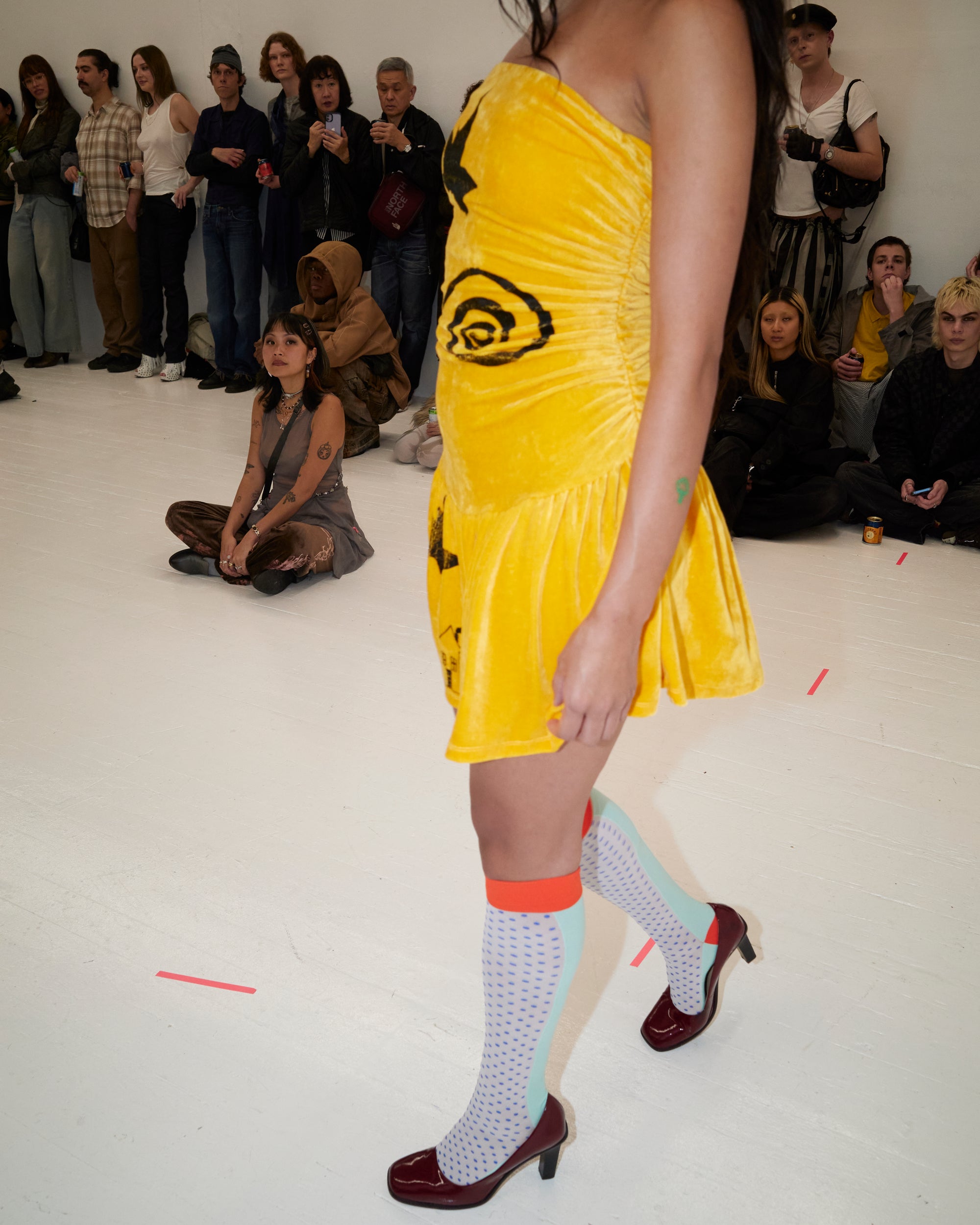 blue micro dot knee high socks