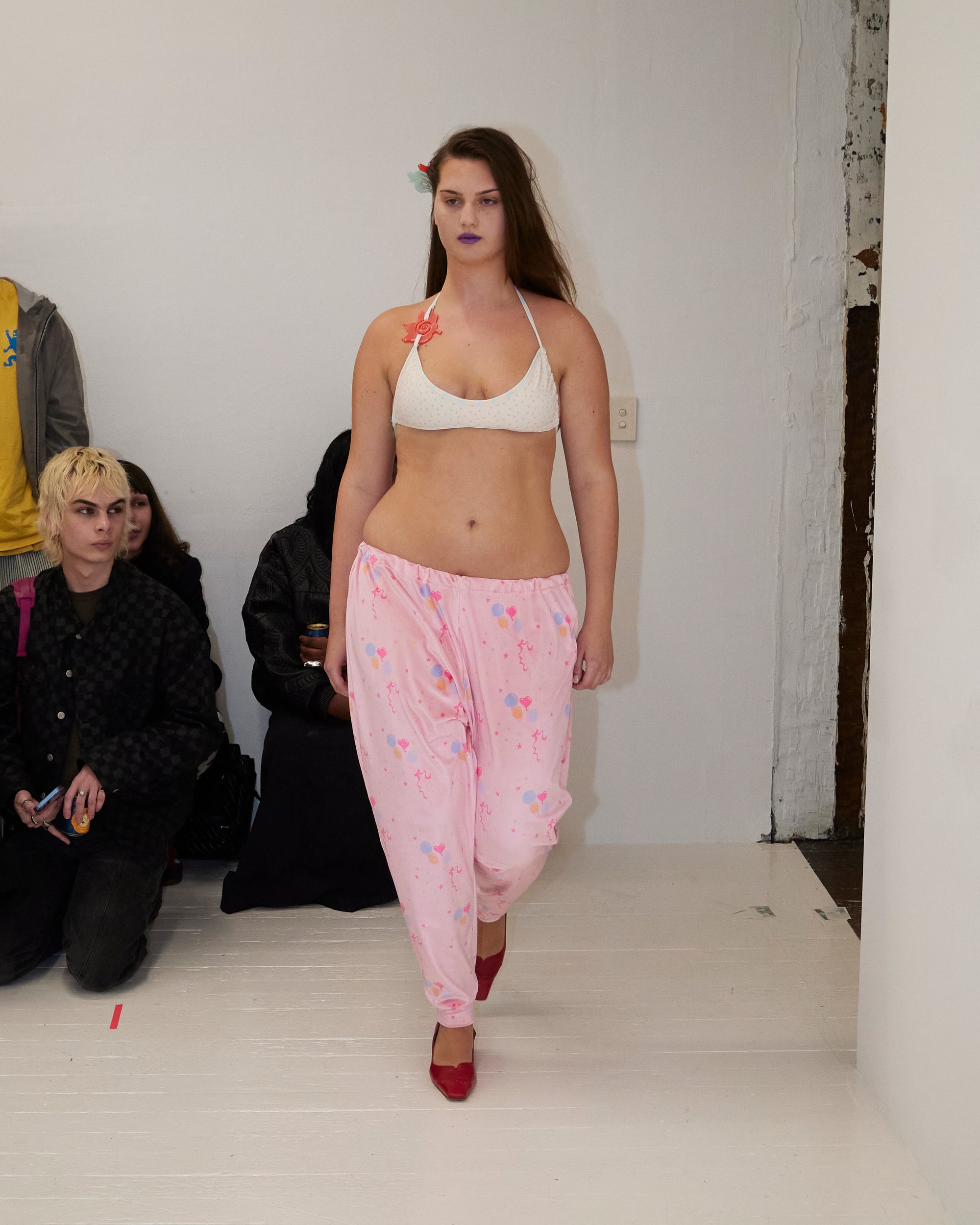 Drop crotch long johns in pink party