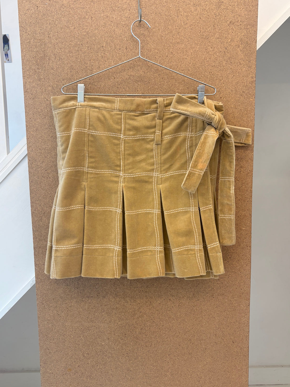 Box Pleat Wrap Skirt in Velvet Gingham