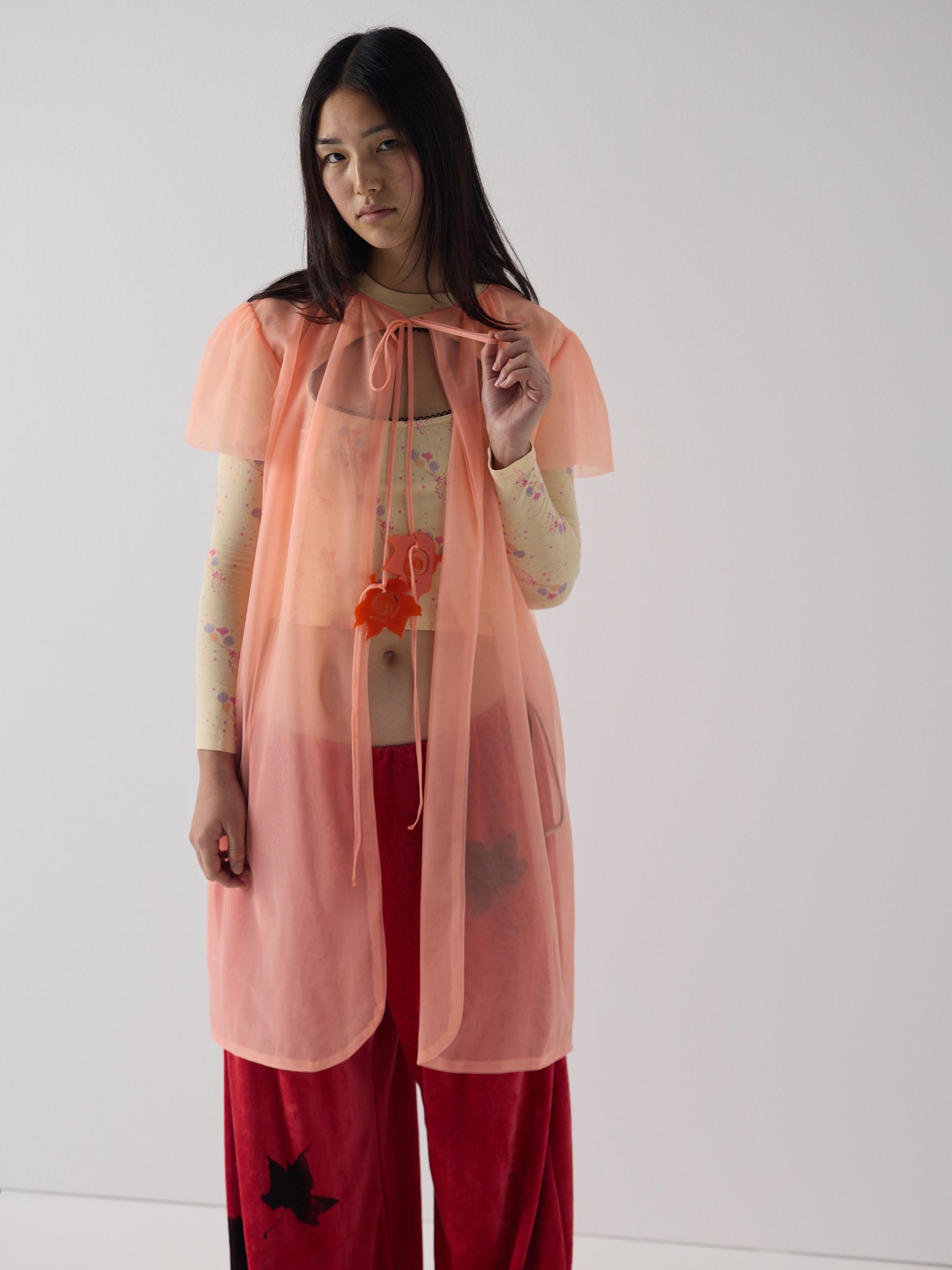 Soft flame peignoir