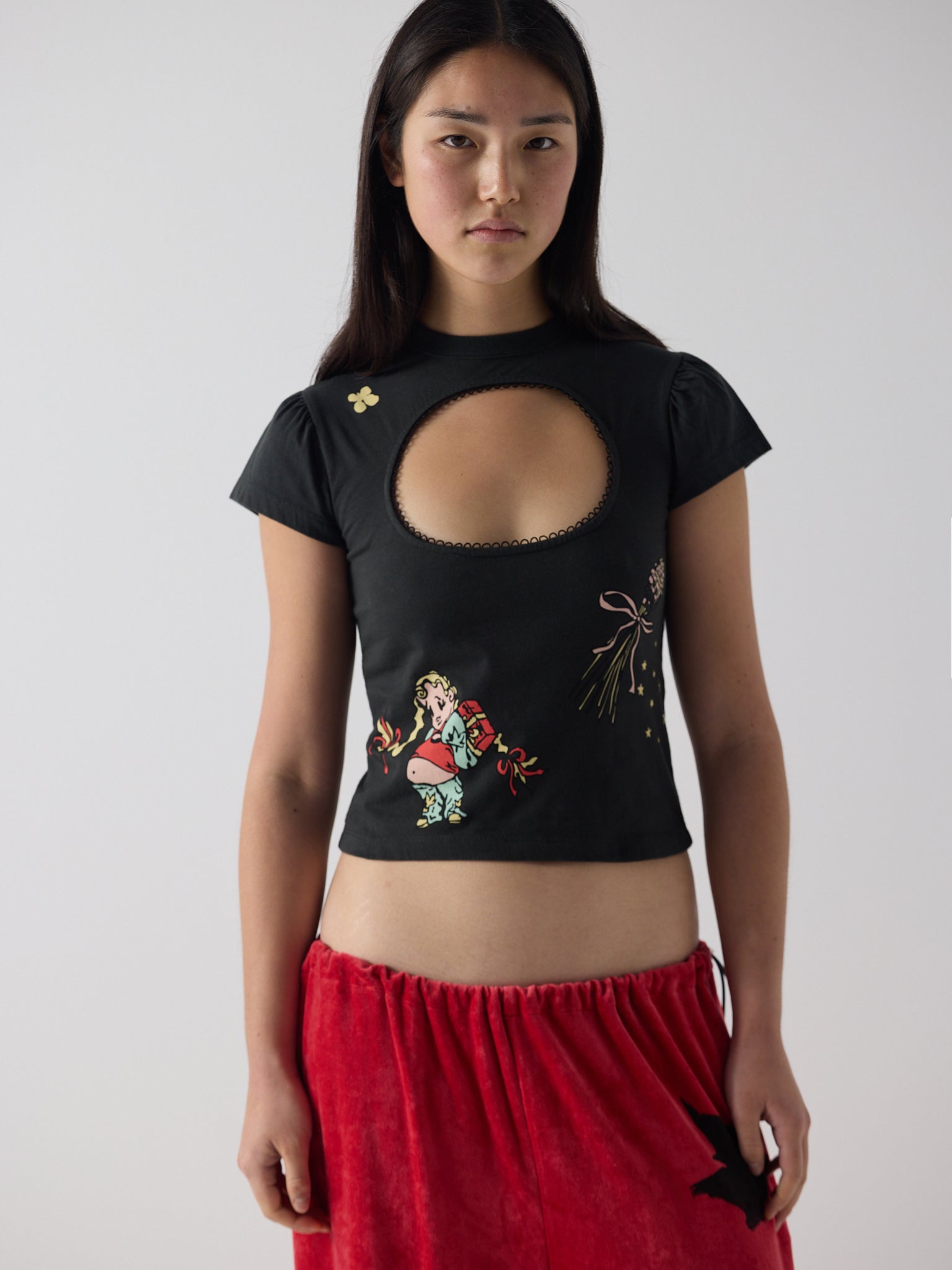 logo removal baby tee in cutie charcoal