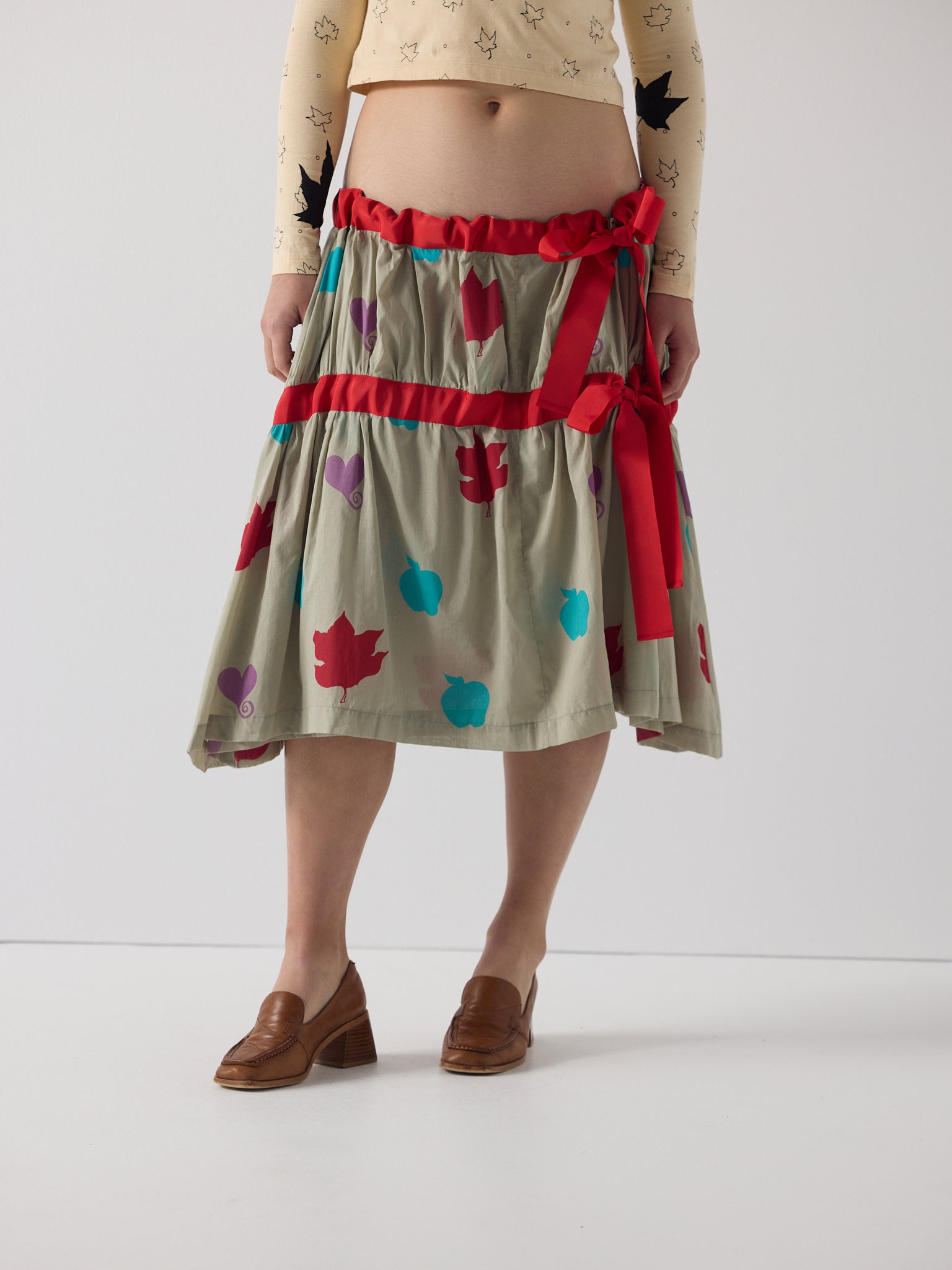 Apple Tiered Drop Waist Skirt