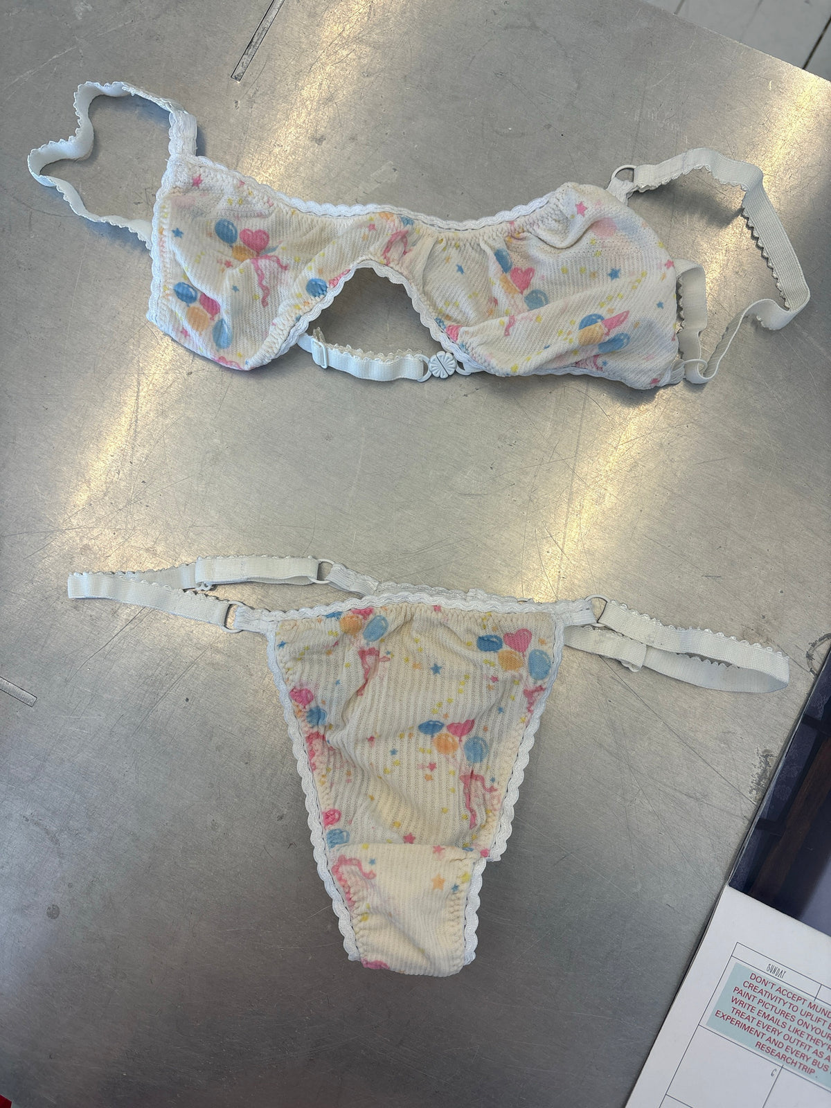 Asymmetrical Lingerie Set in Party Print - XXS-M