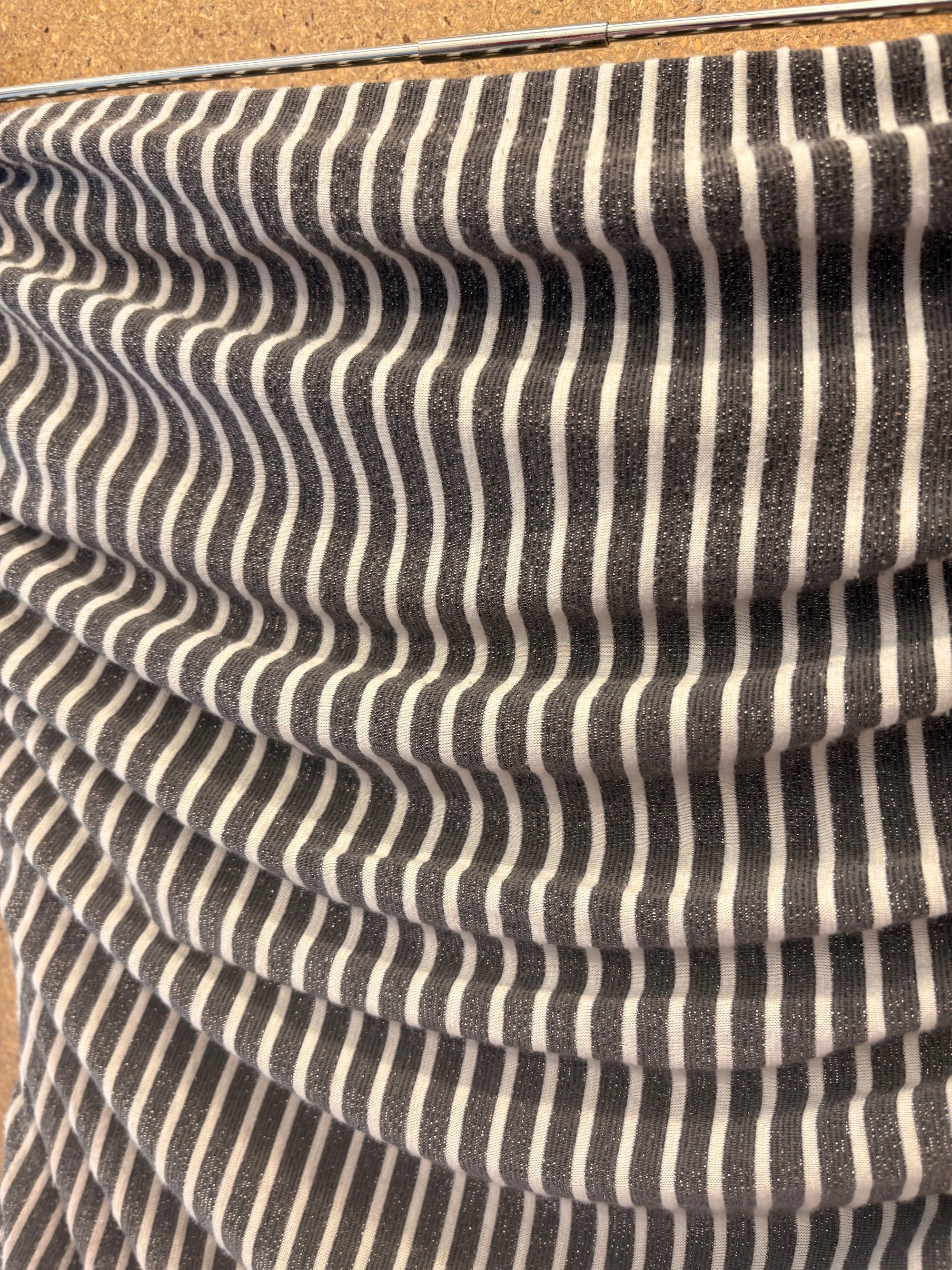 Twist Dress in Grey Glitter Stripe - Fit 2