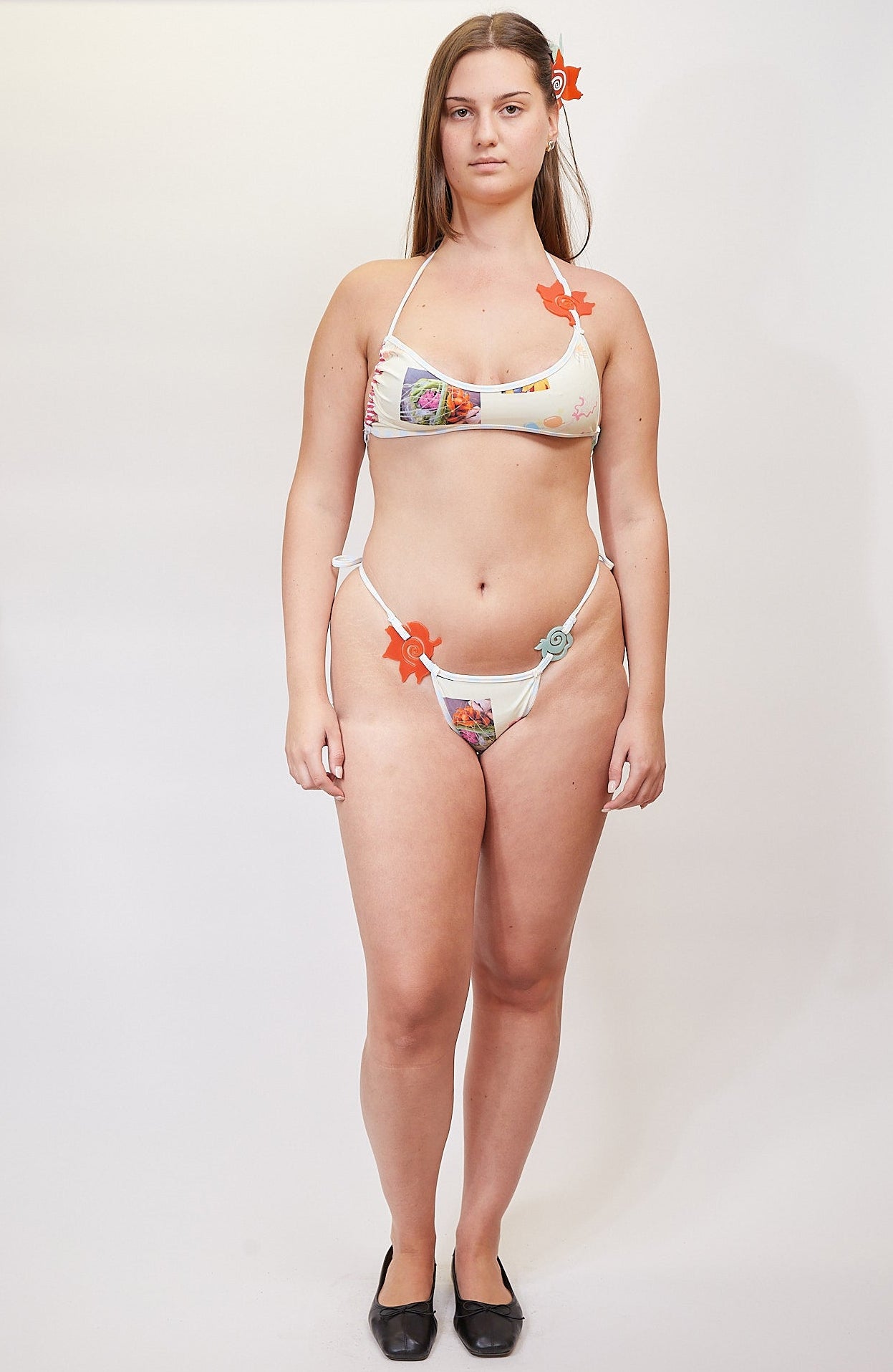 Multiway bikini in lolly stripe / banana party