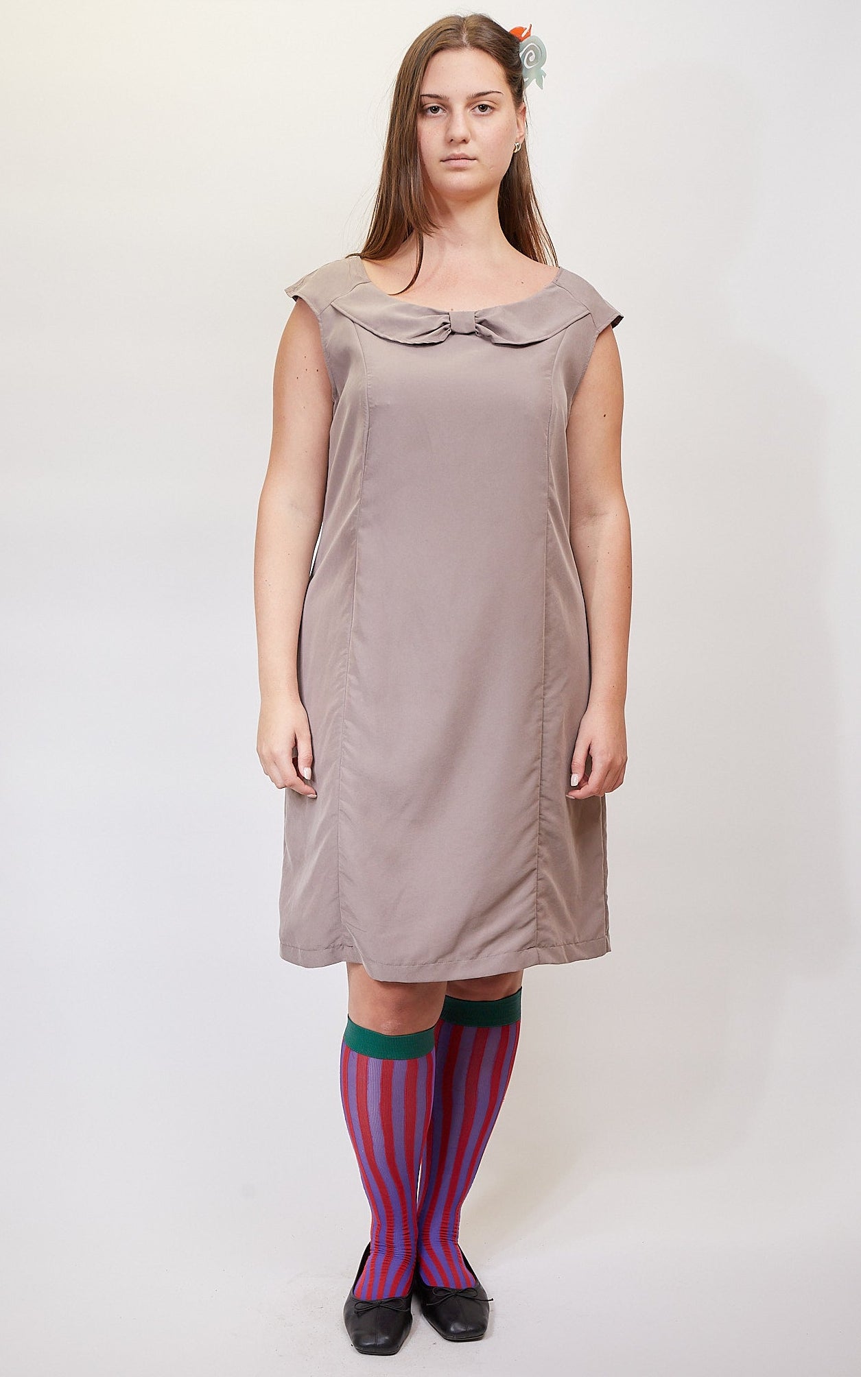 Office bow dress in fawn