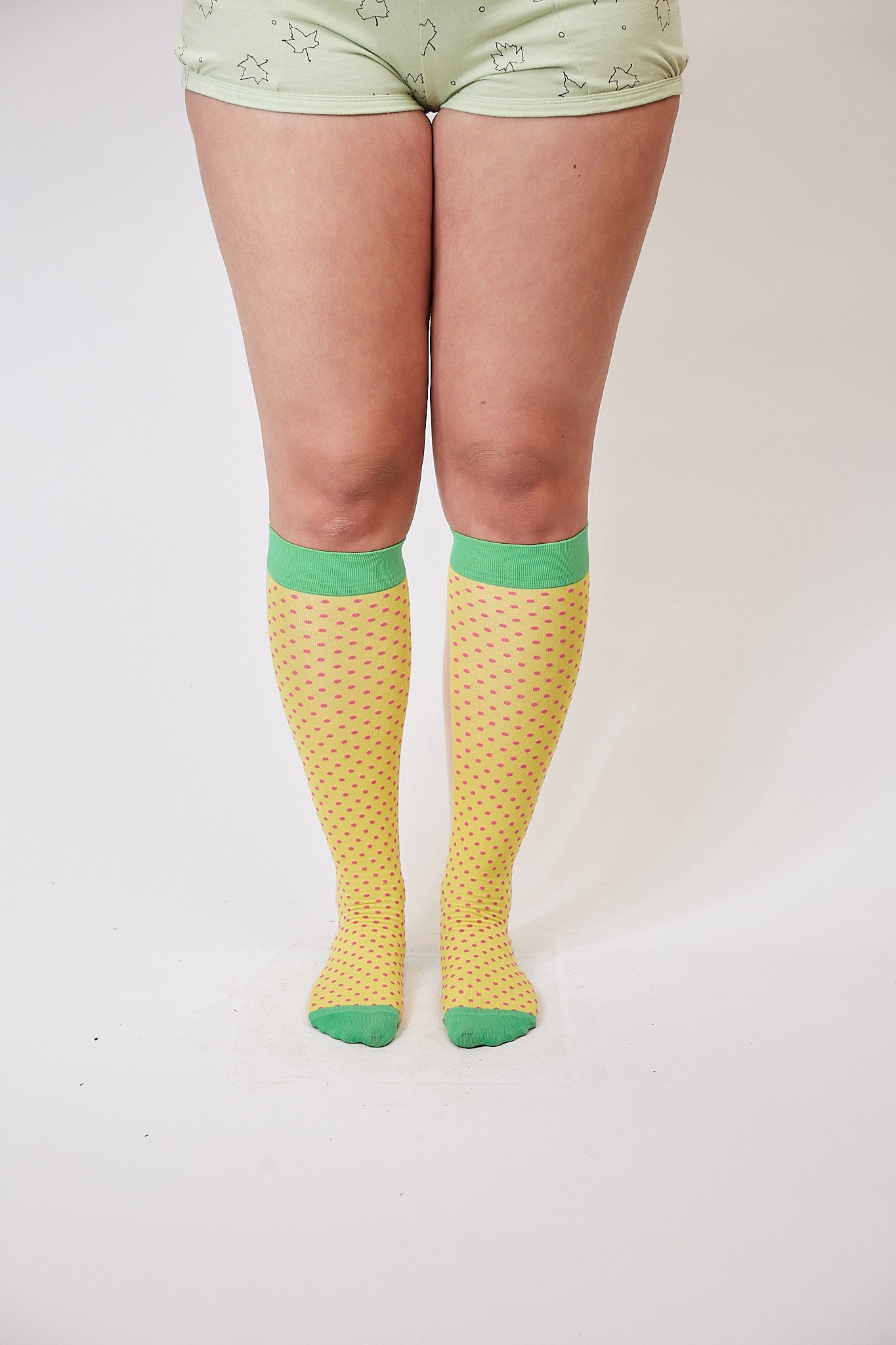 yellow micro dot knee high socks