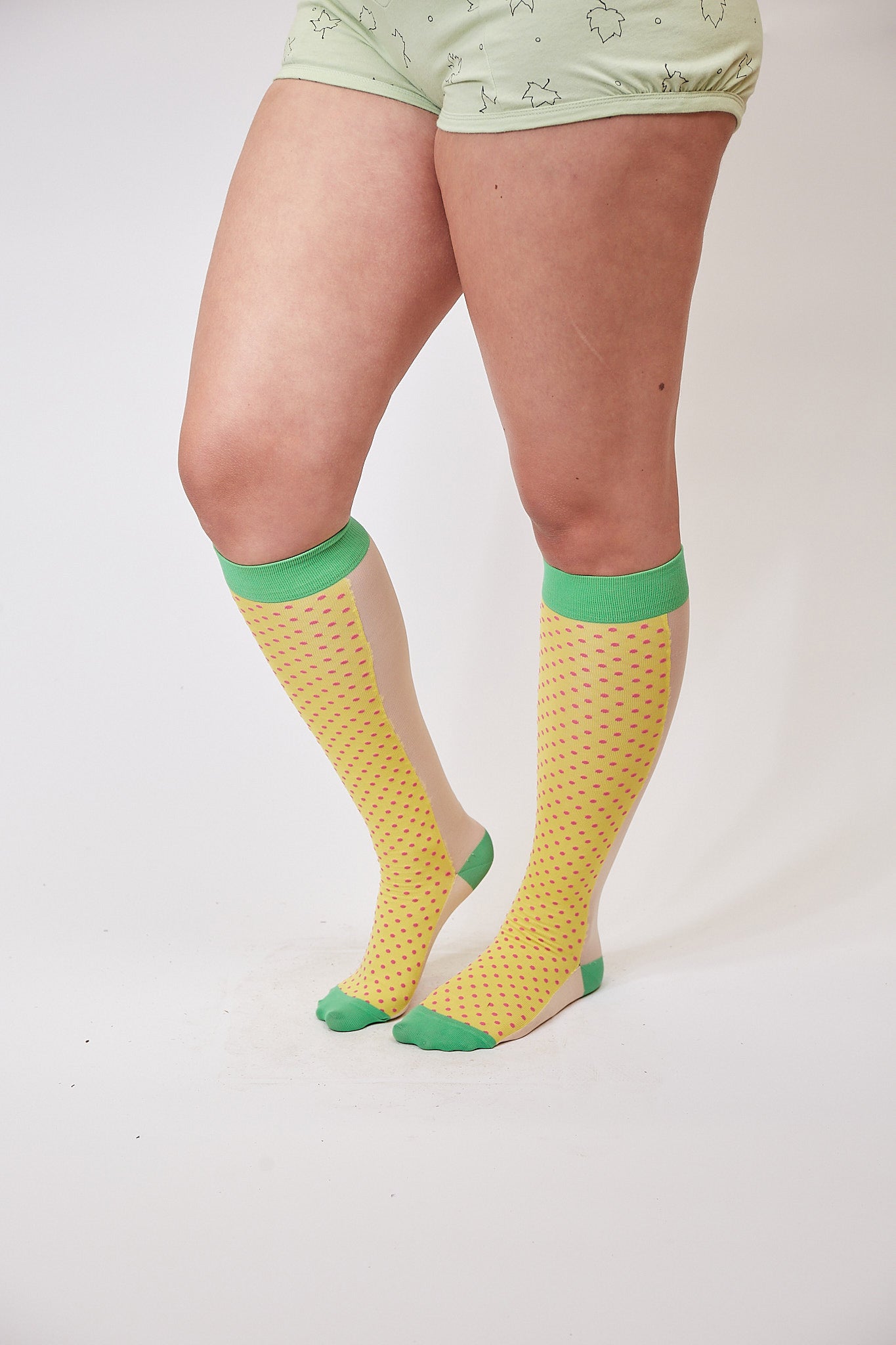yellow micro dot knee high socks
