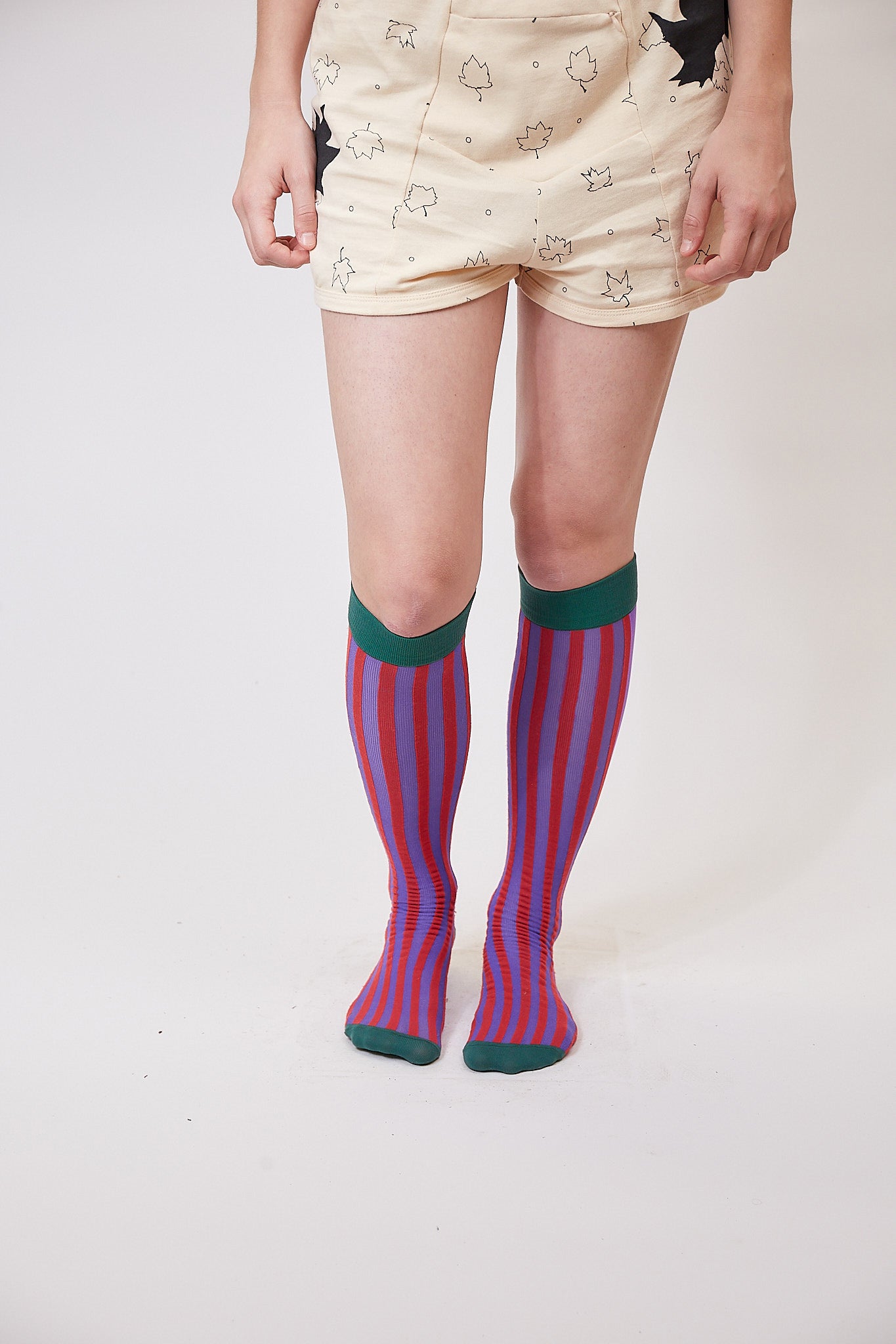 red stripe knee high socks
