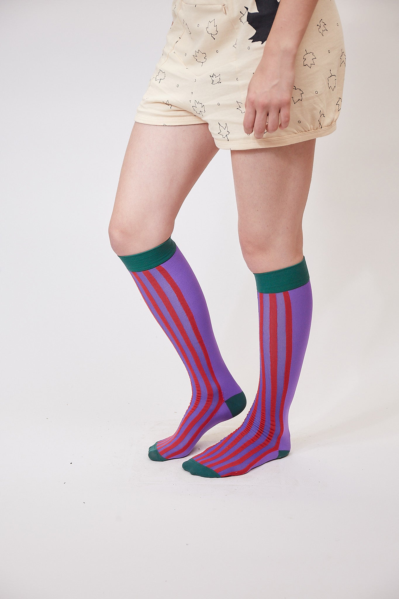 red stripe knee high socks