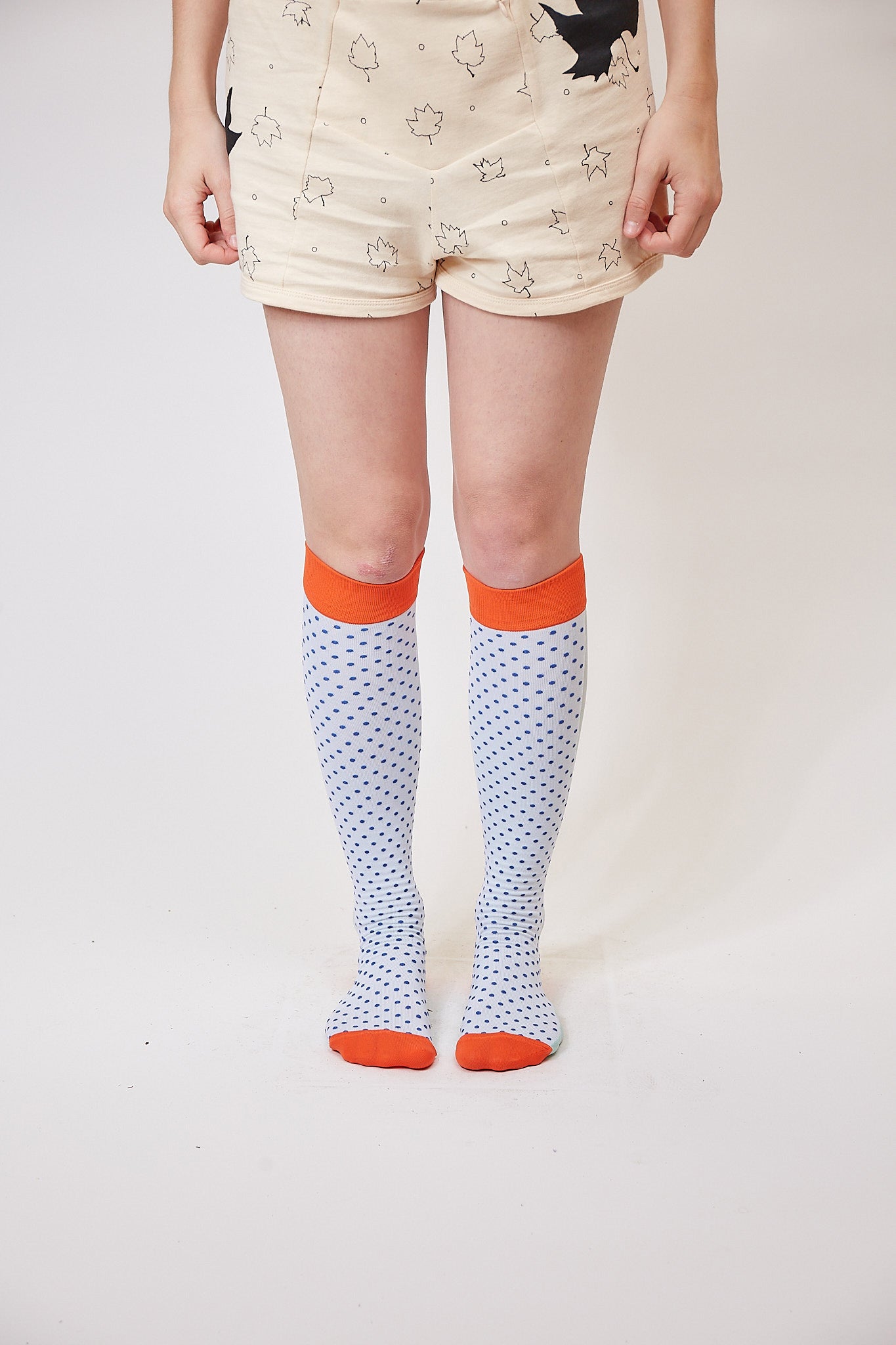 blue micro dot knee high socks