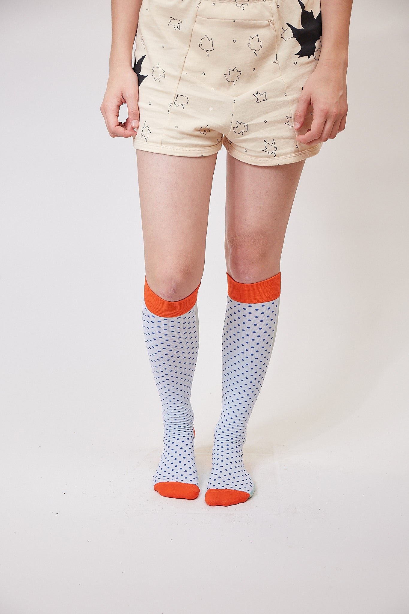 blue micro dot knee high socks