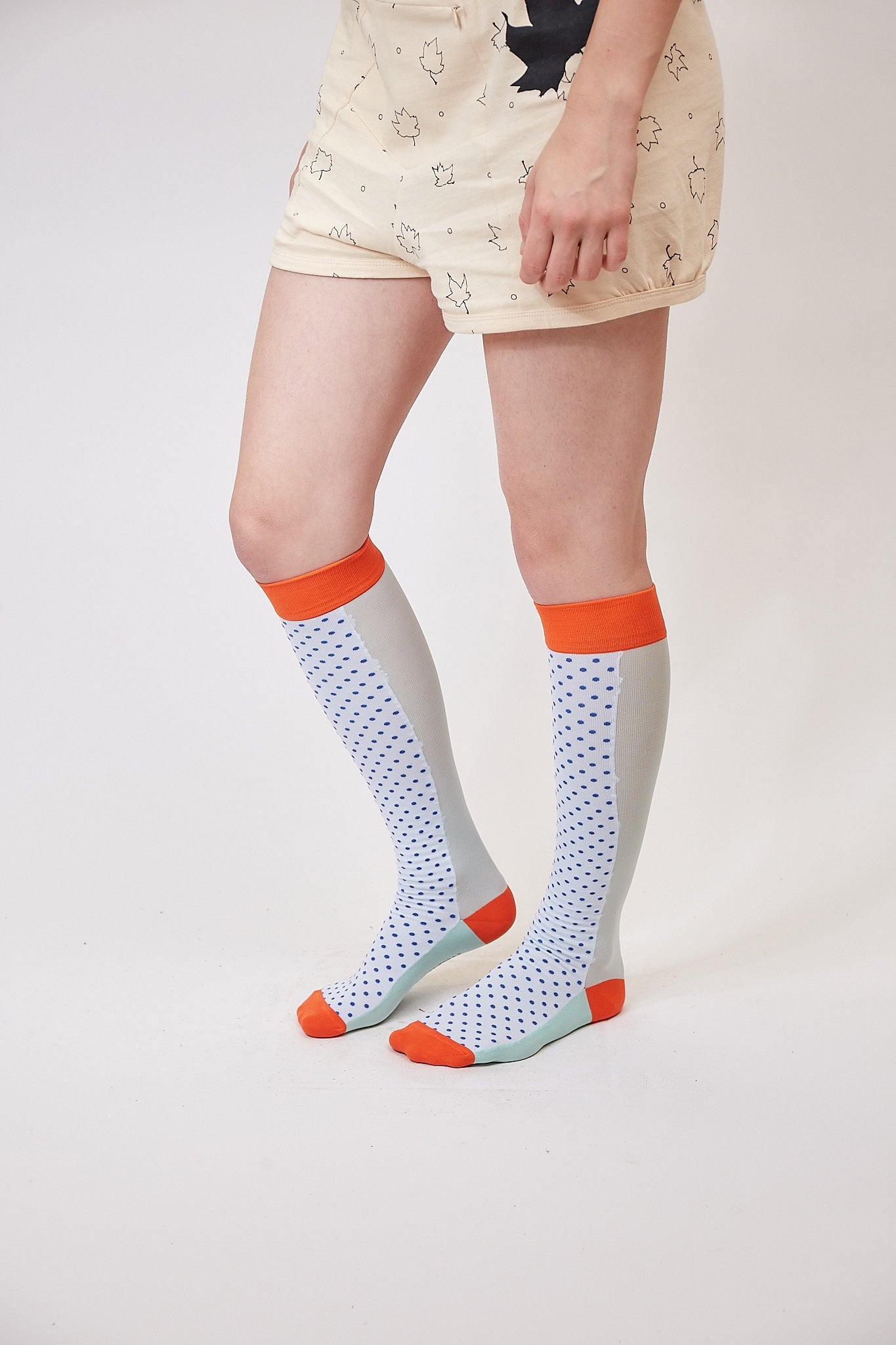 blue micro dot knee high socks