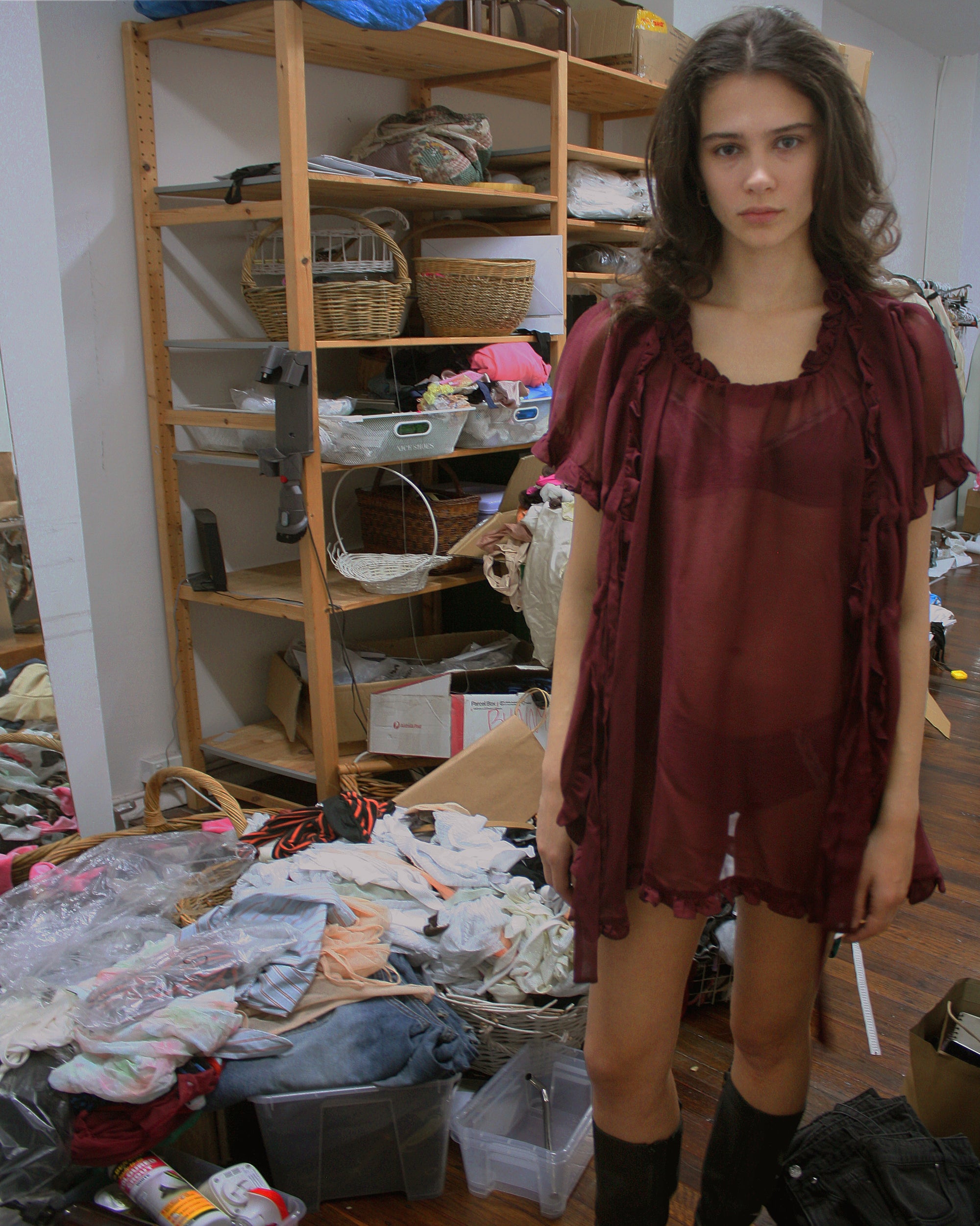Burgundy Silk Babydoll
