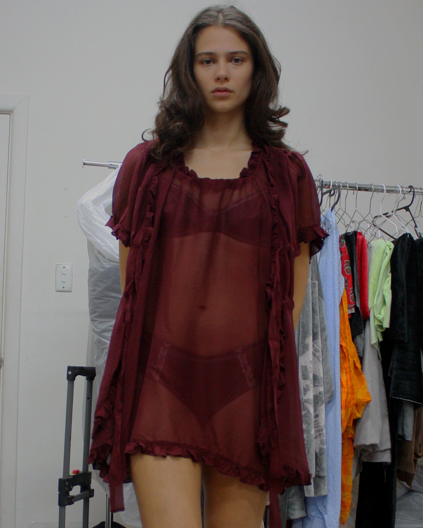 Burgundy Silk Babydoll
