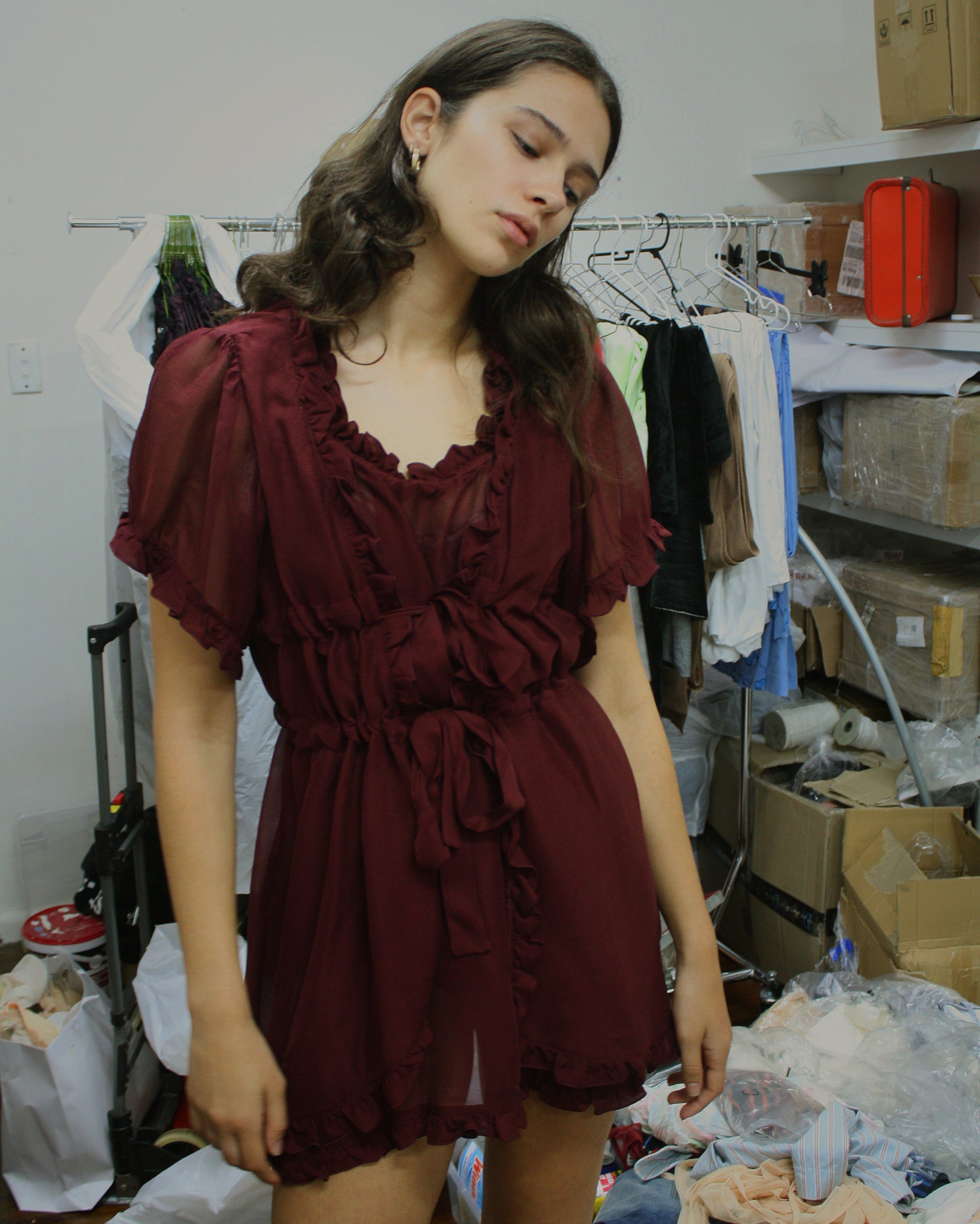 Burgundy Silk Babydoll