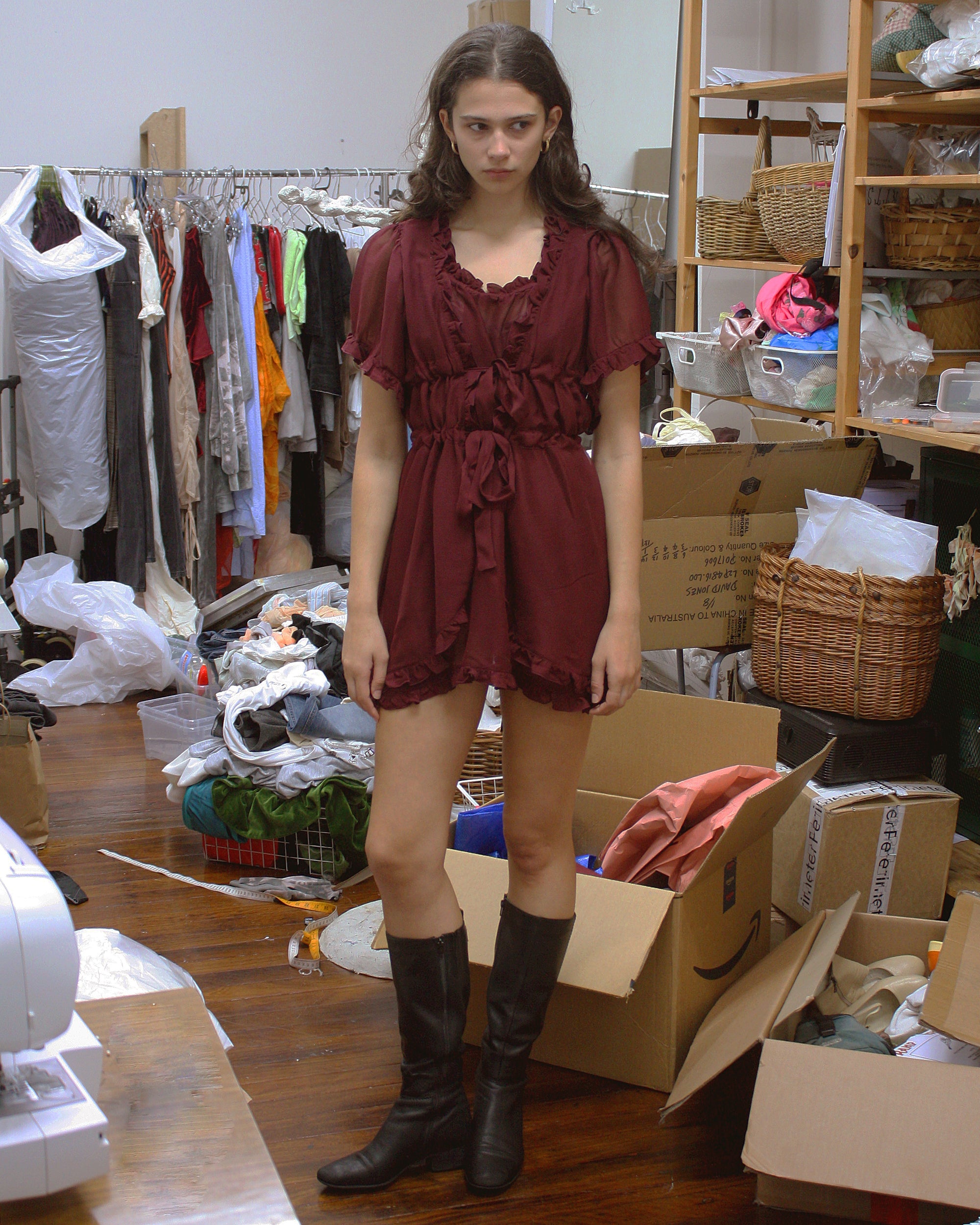 Burgundy Silk Babydoll