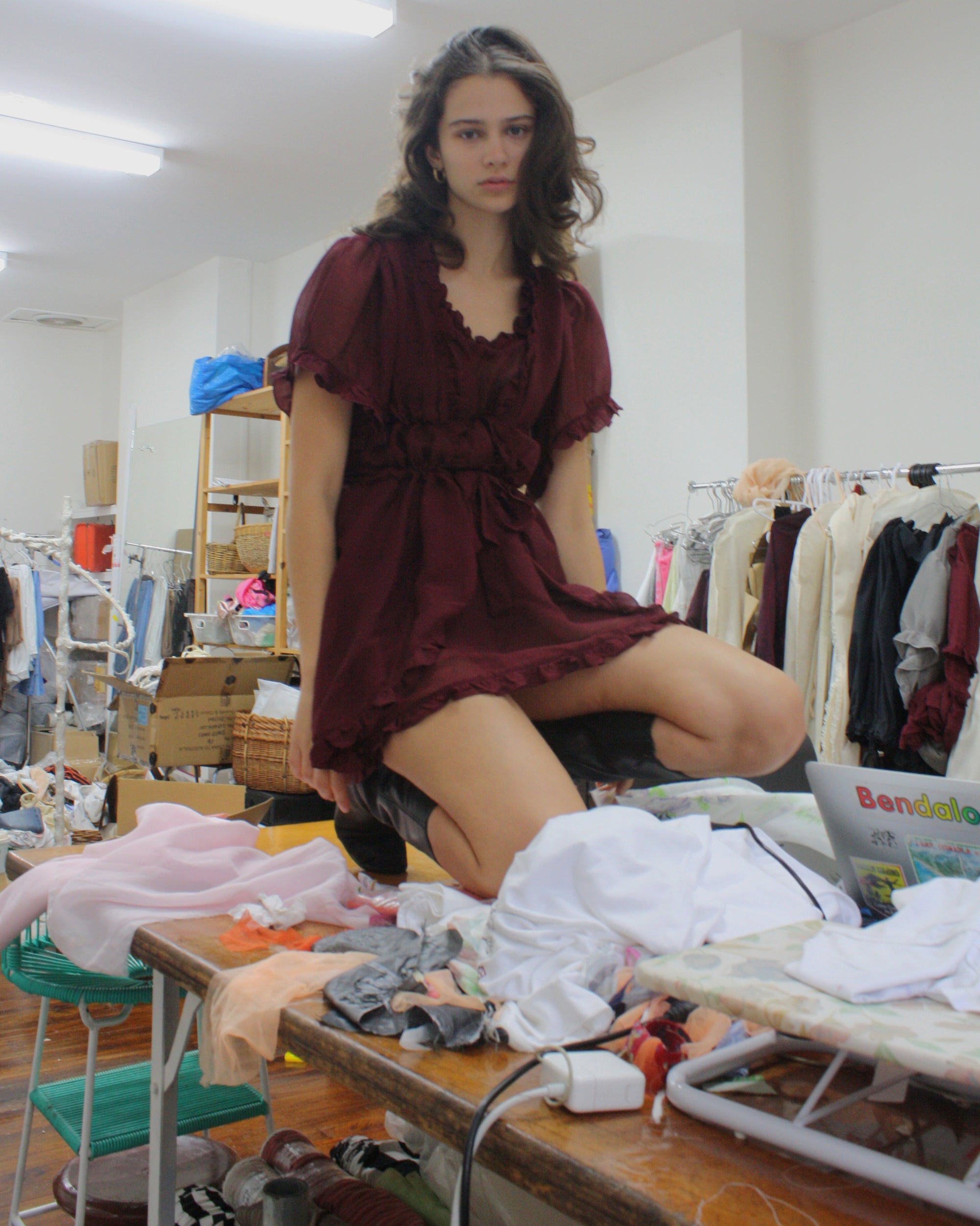 Burgundy Silk Babydoll