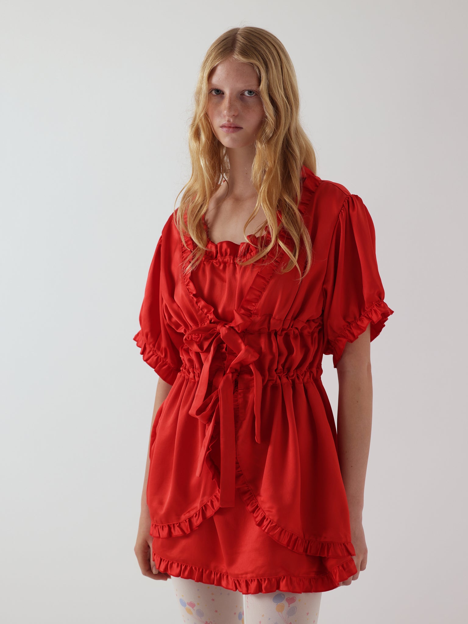 ribbon red babydoll dress