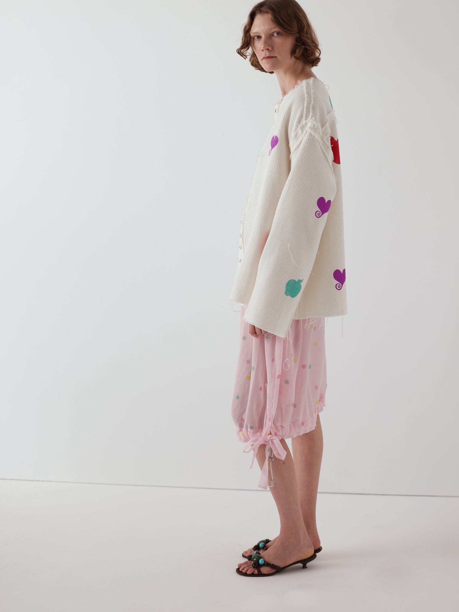 the niamh galea waffle groom shirt in white, wide sleeves and a boxy body in cotton waffle
