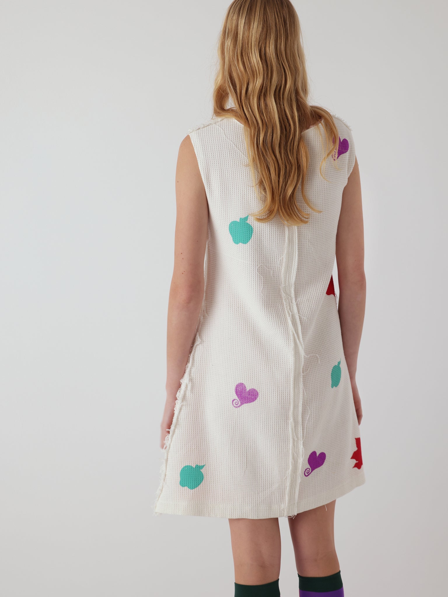 waffle shift dress in white