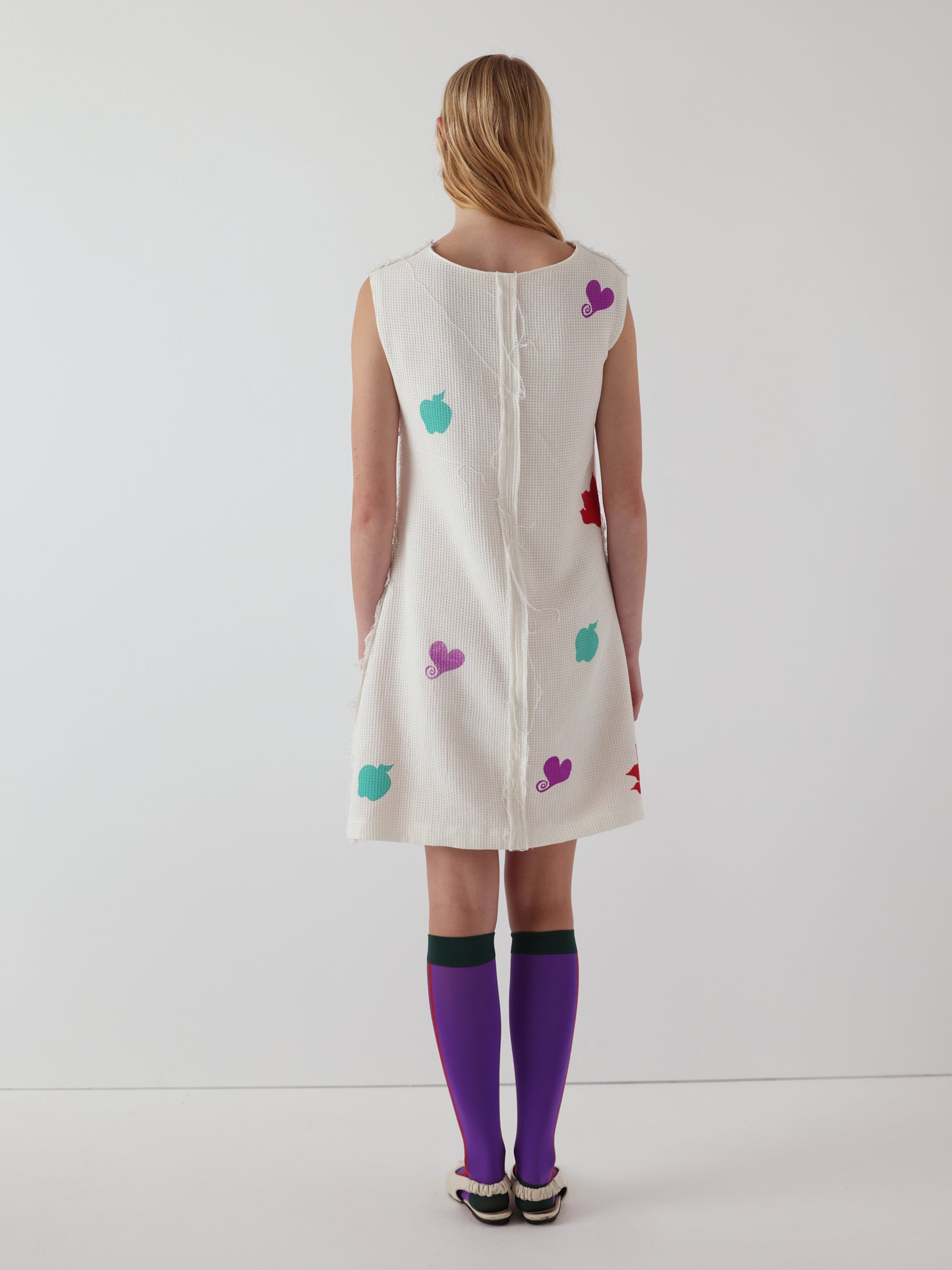 waffle shift dress in white