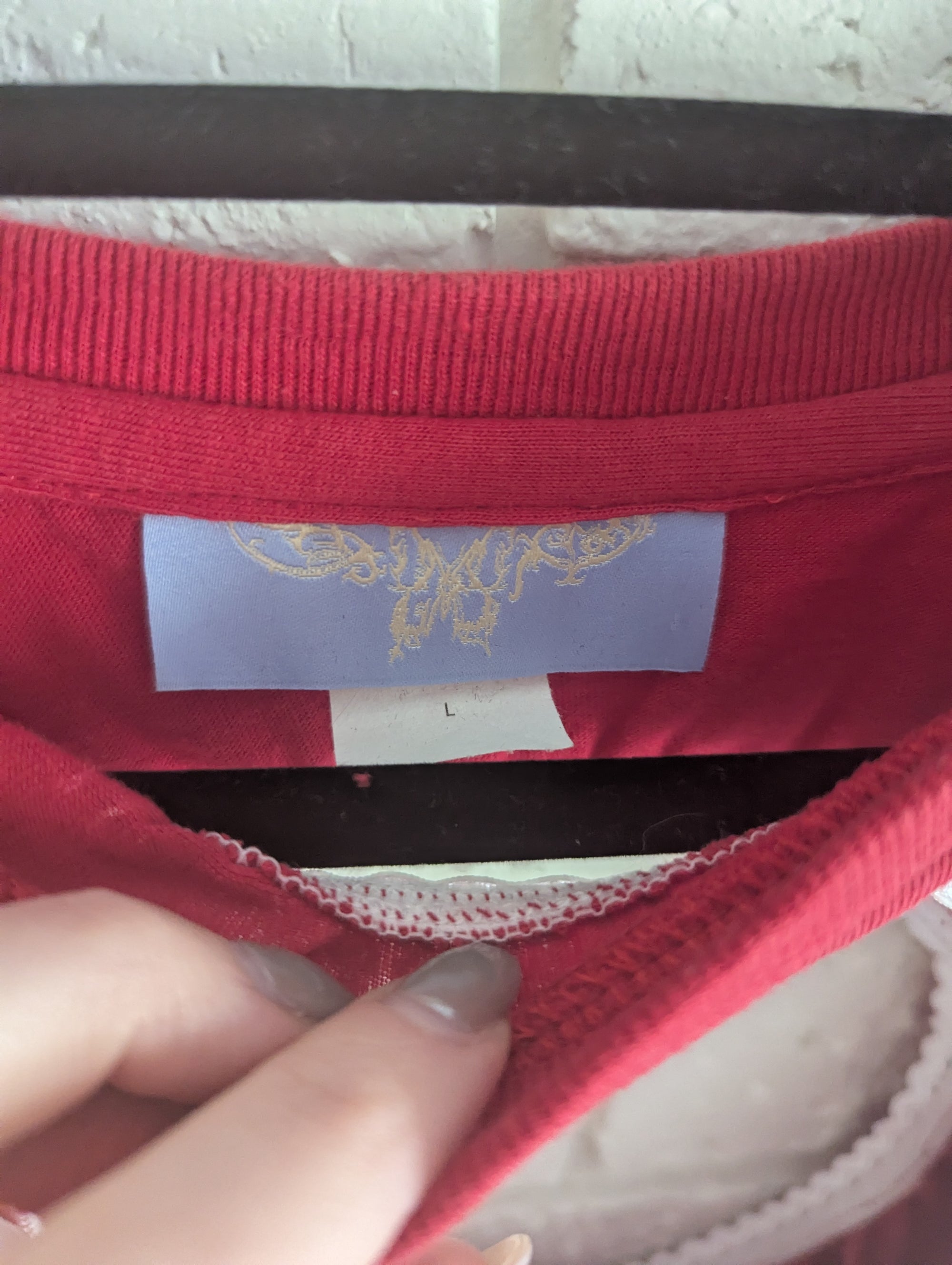 og red logo removal baby tee in large
