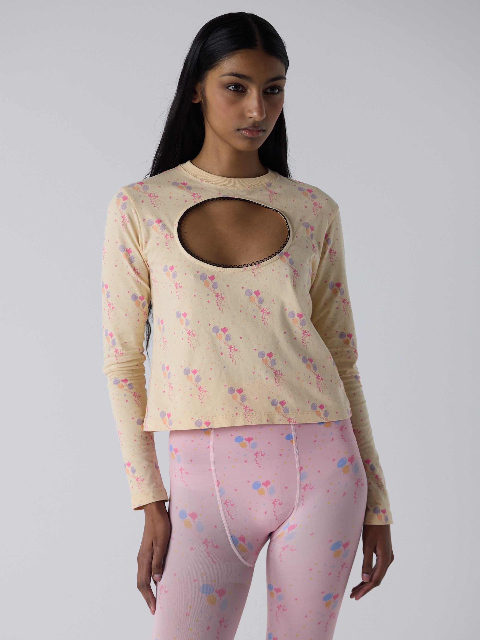 haasi wears the logo removal long sleeve in party, size s