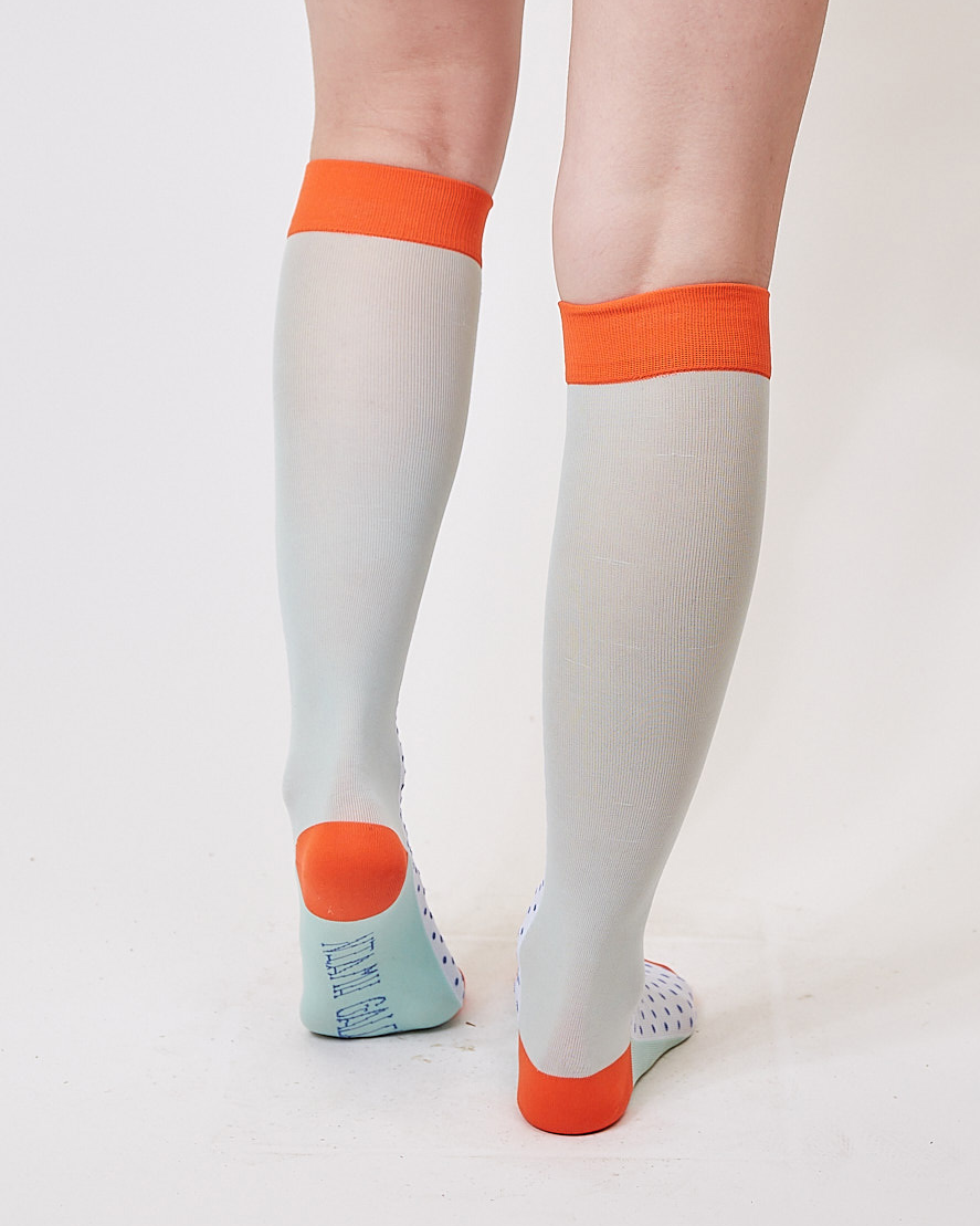 blue micro dot knee high socks