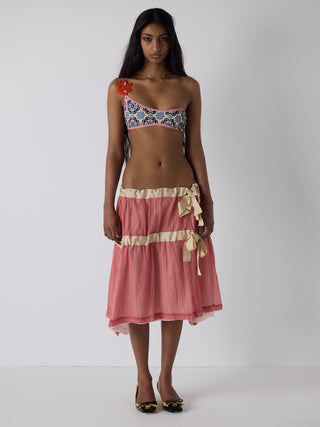 drop waist tiered skirt in flesh