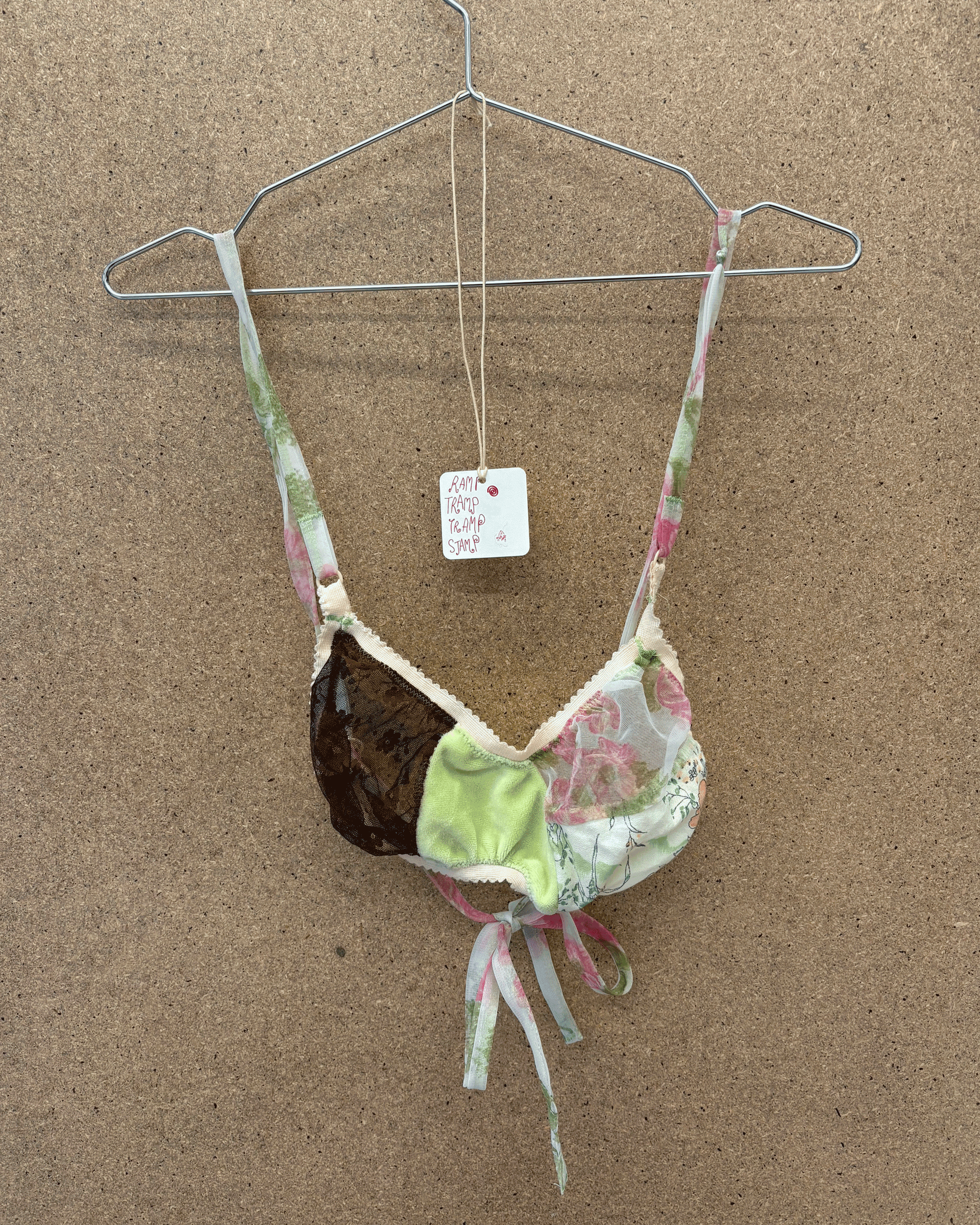 Assymmetrical patchwork bralette