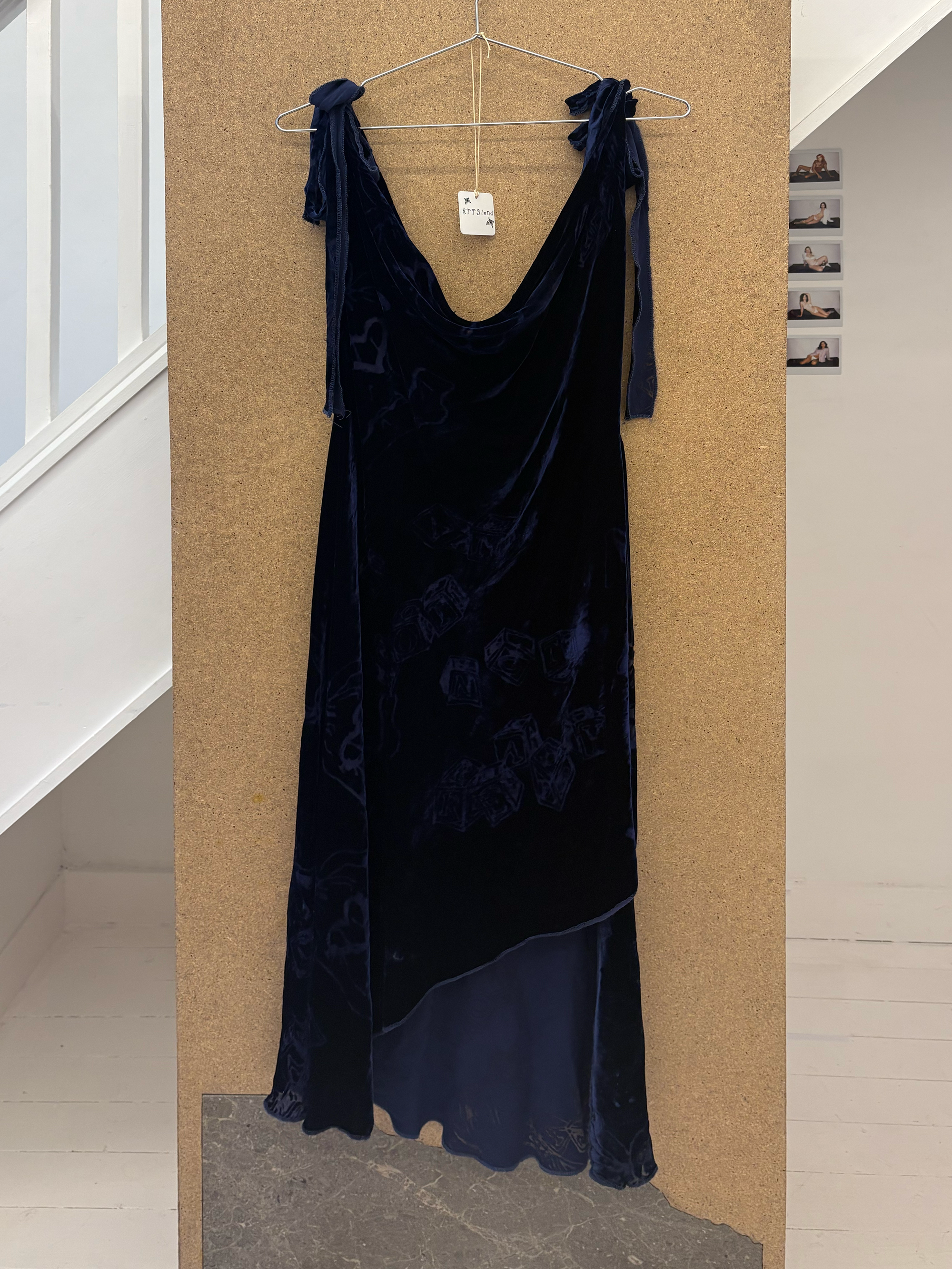 Bias Cut Bunny Dress in blue devore silk velvet