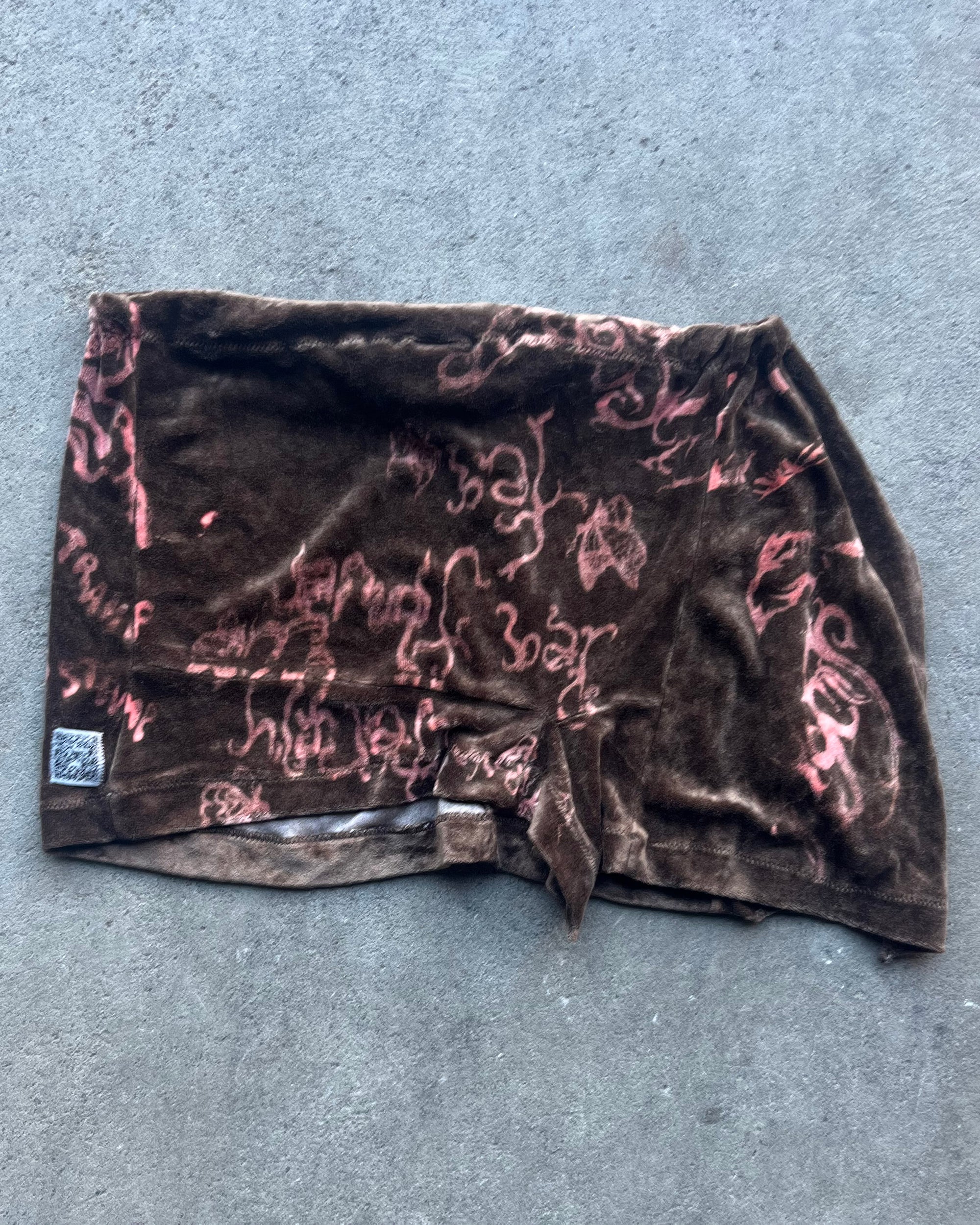 Yummy Mummy Asymmetrical Patchwork Mini Skirt in teddy velour