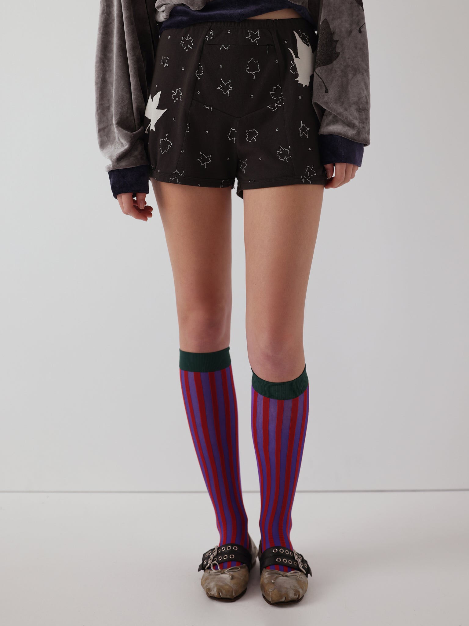 red stripe knee high socks