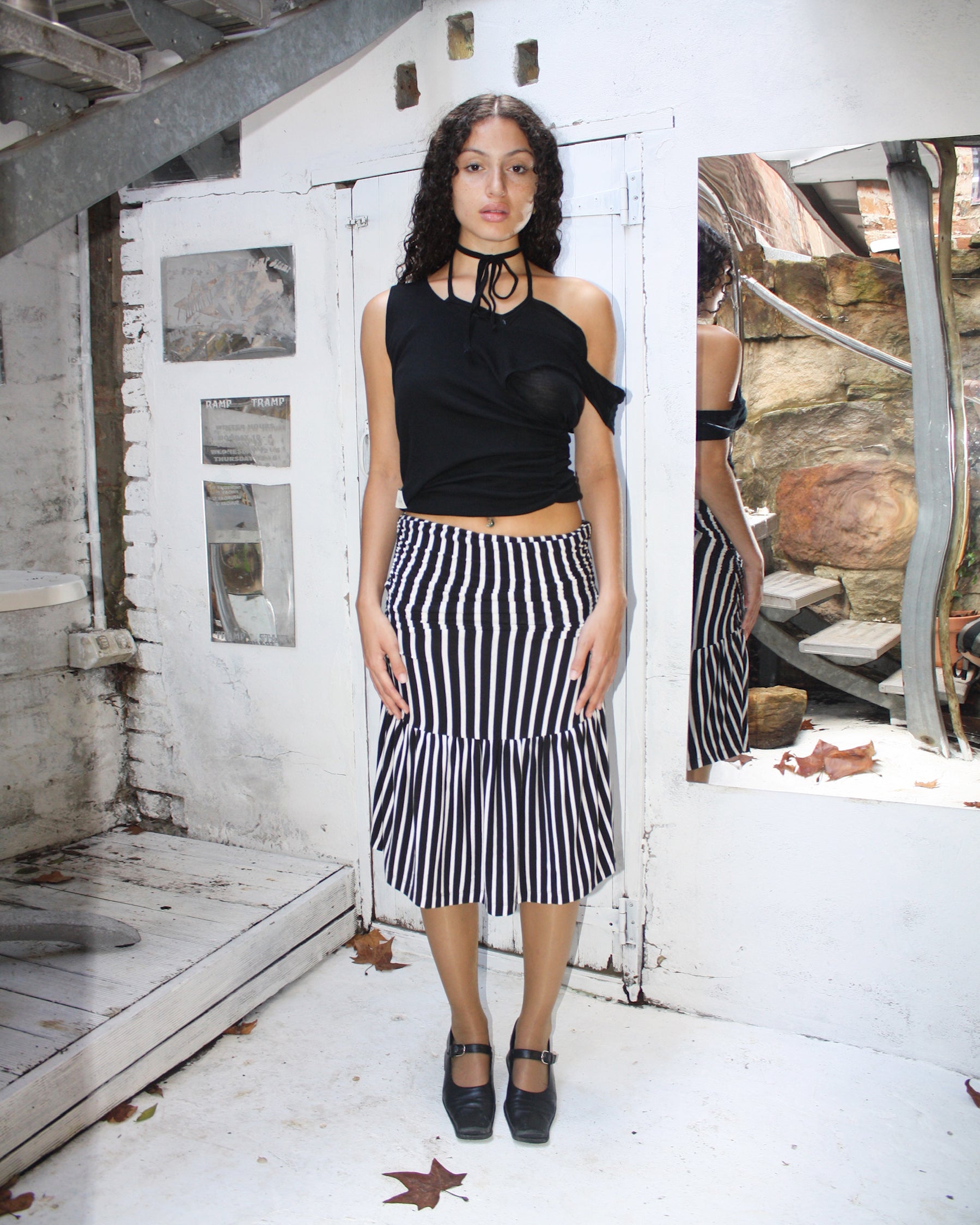 Multiway Tank in black superfine merino rib