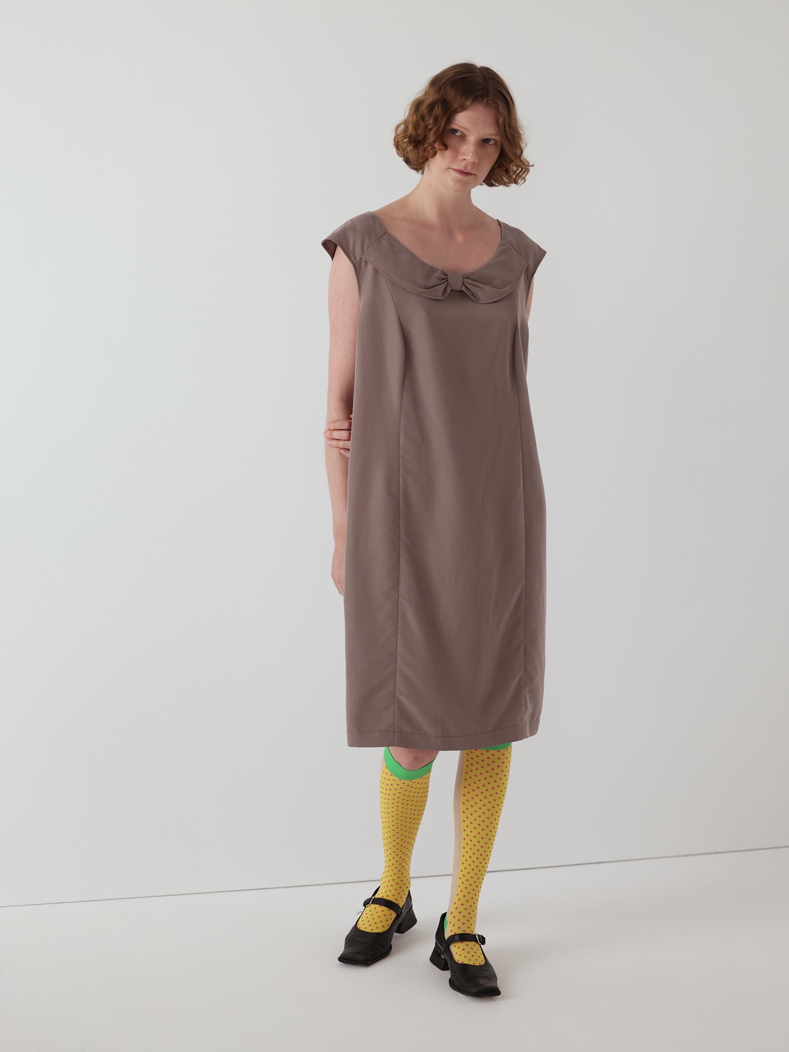 Office bow dress in fawn