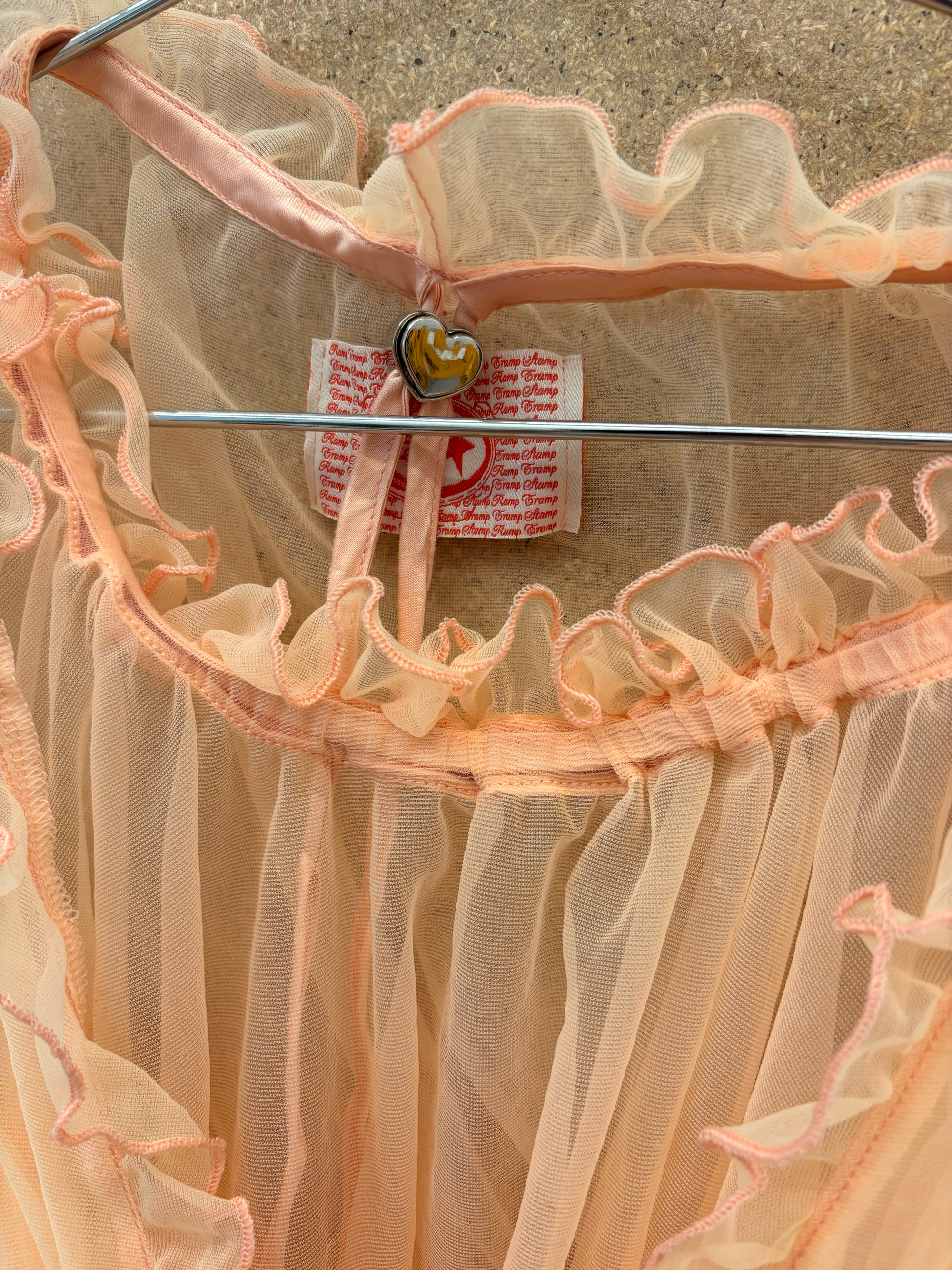 orange nylon tricot babydoll dress