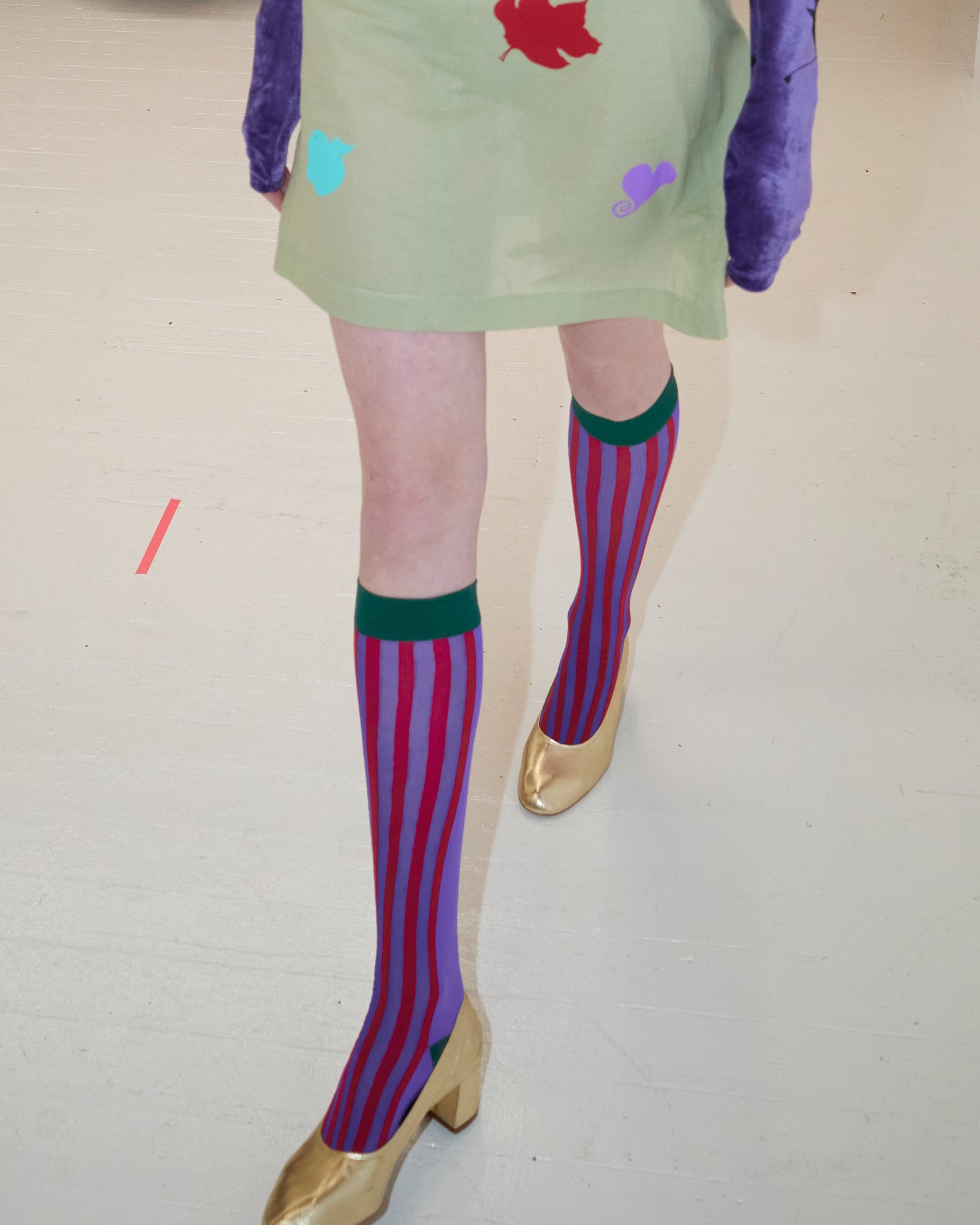 red stripe knee high socks