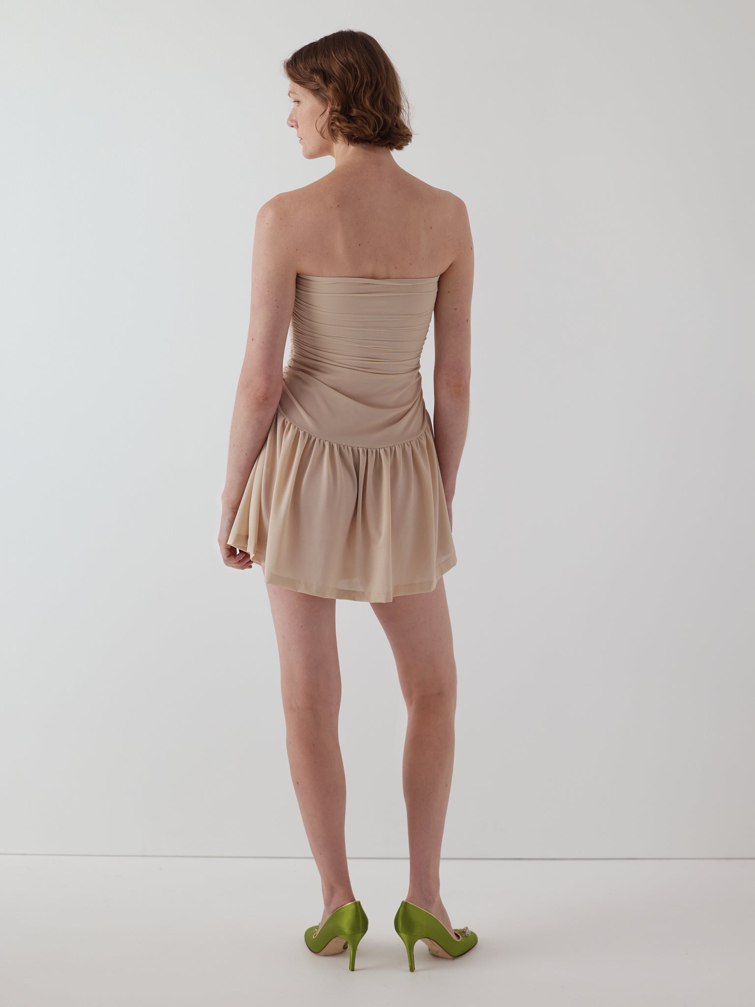 Twist dress in nude power mesh