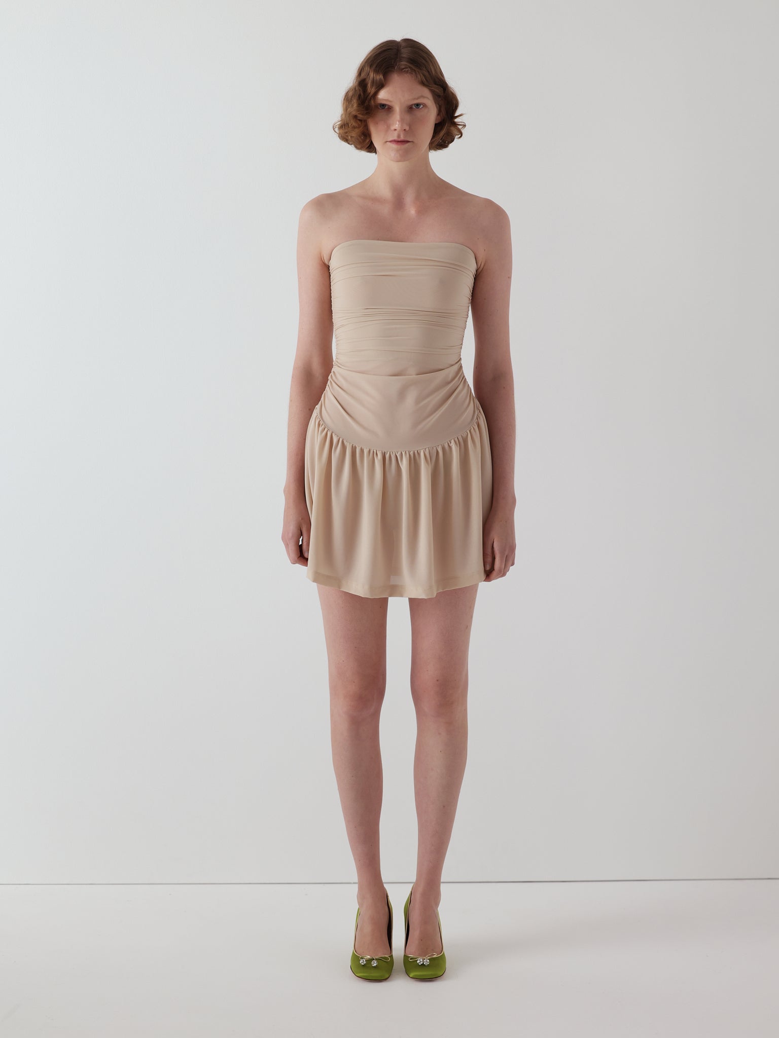 Twist dress in nude power mesh