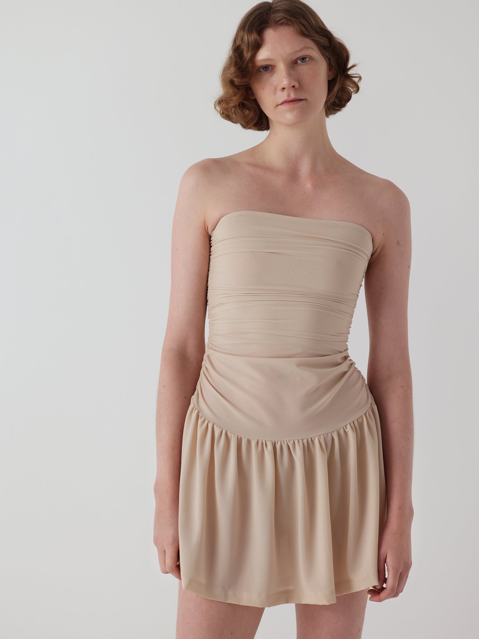 Twist dress in nude power mesh