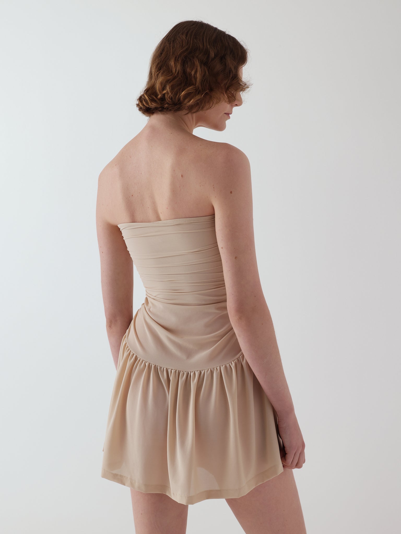 Twist dress in nude power mesh